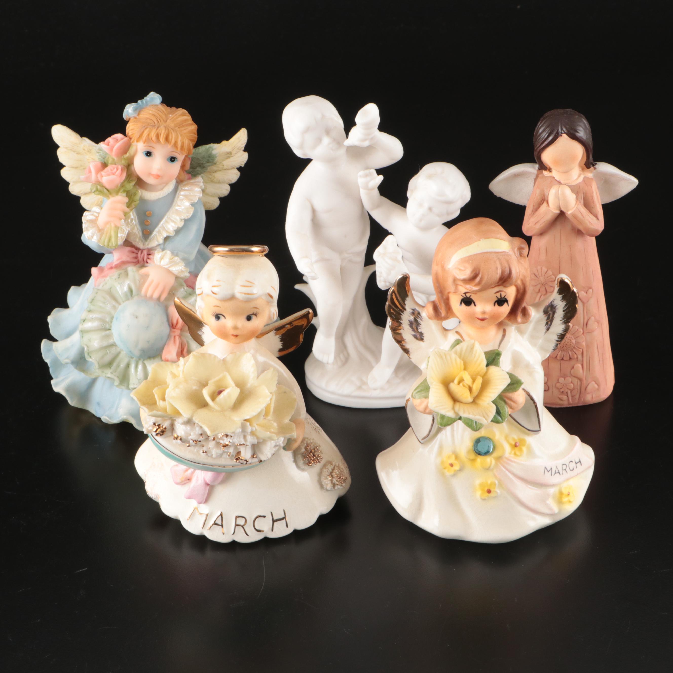 Lefton Birth Month with Other Ceramic and Resin Angel Figurines