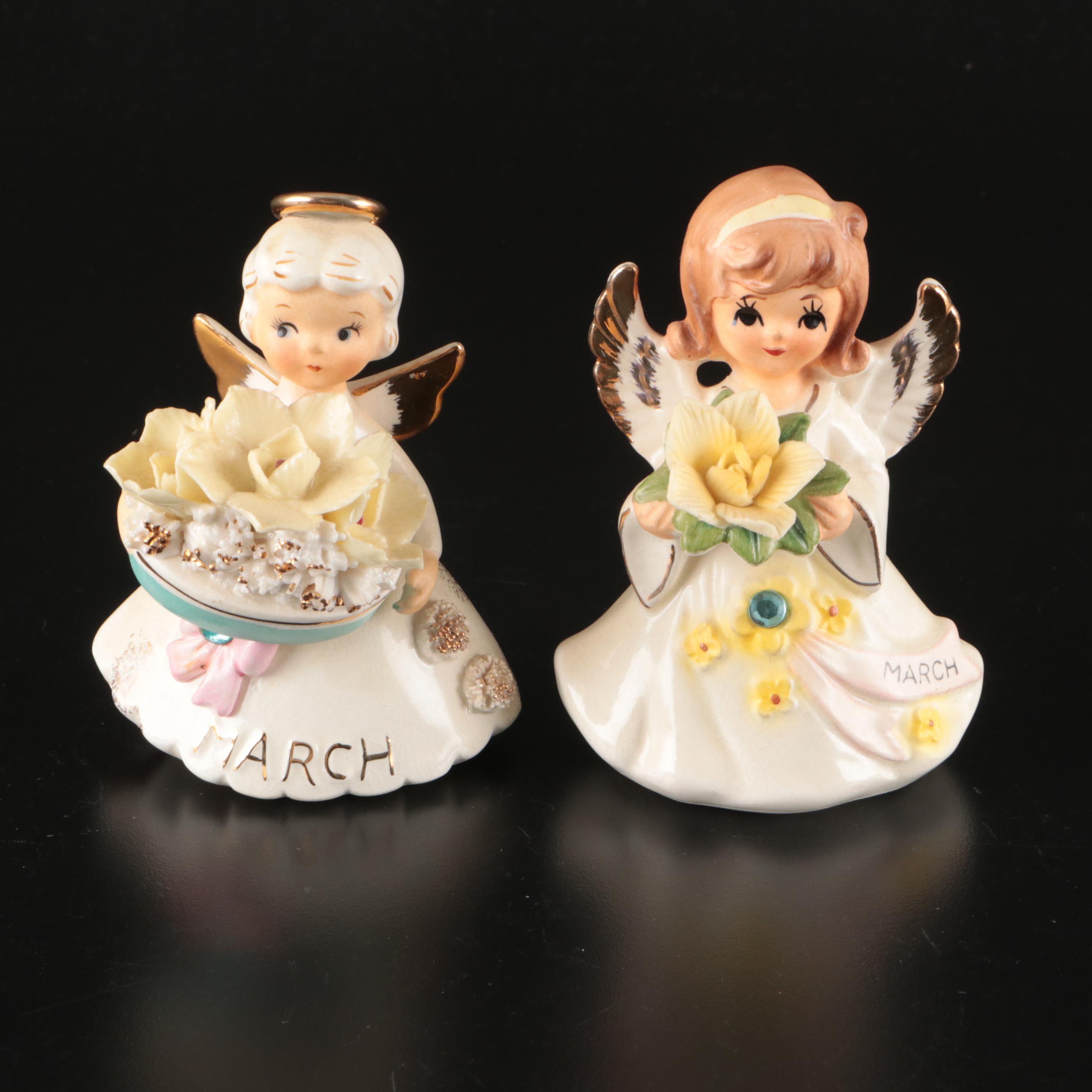 Lefton Birth Month with Other Ceramic and Resin Angel Figurines