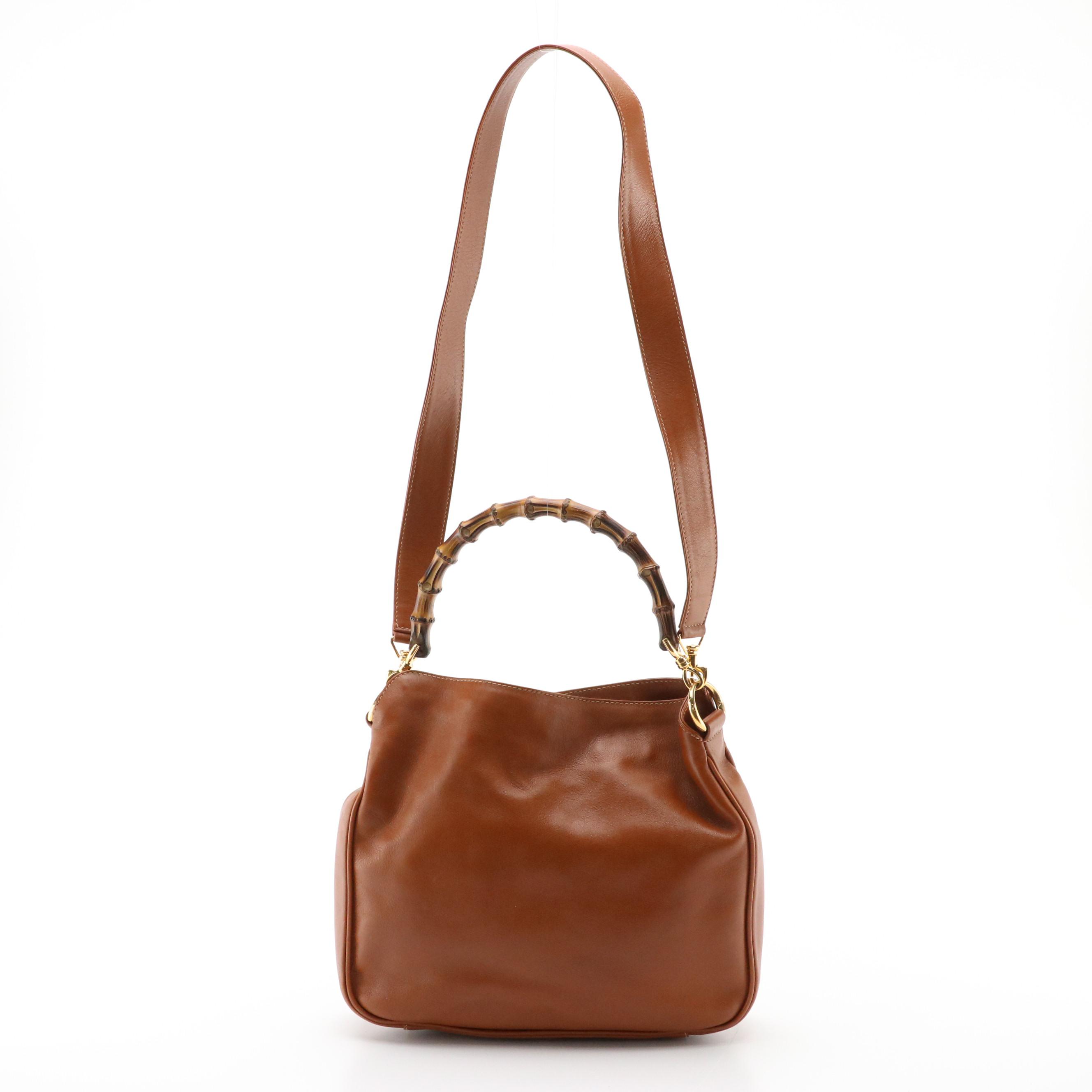Gucci Bamboo Brown Leather Two-Way Bag