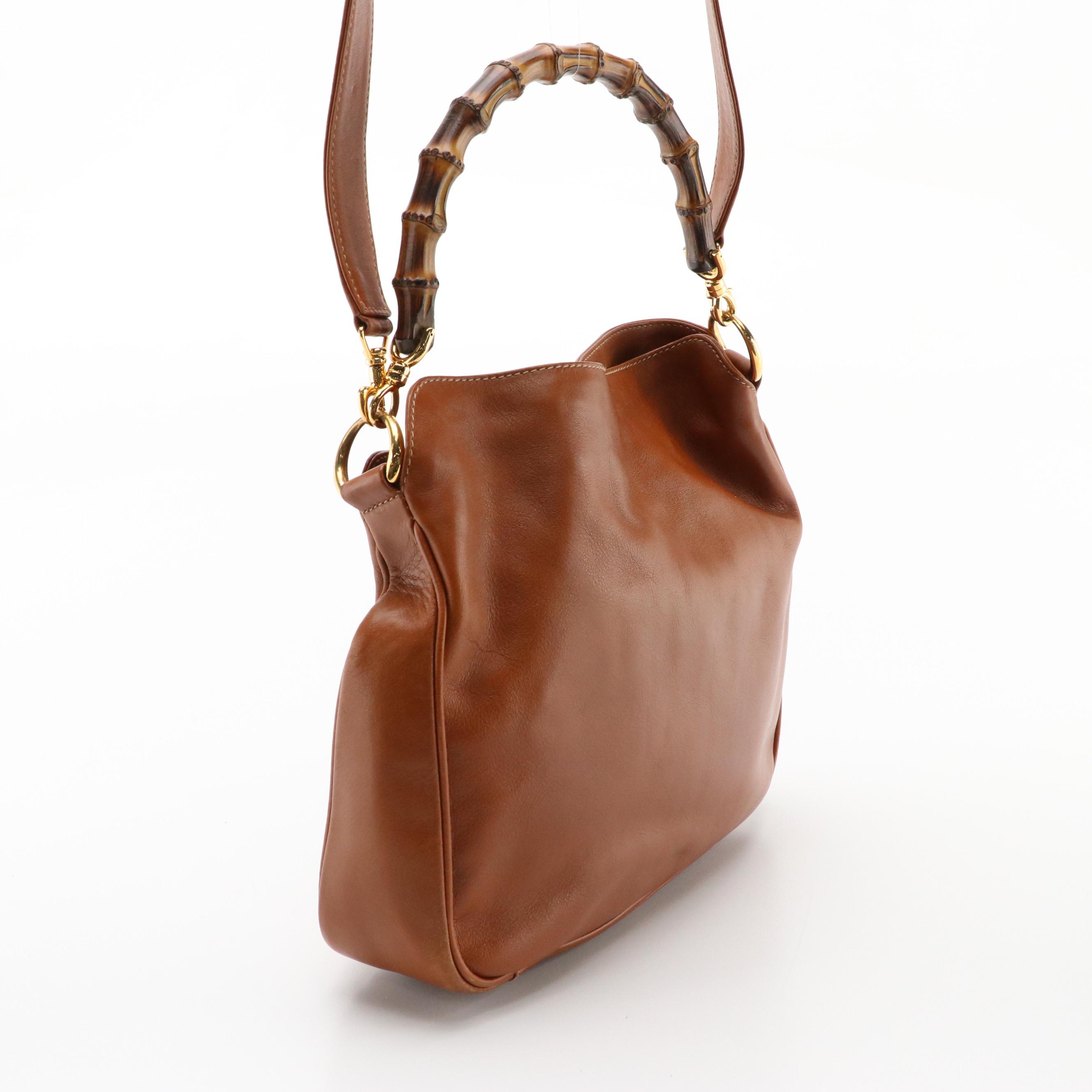 Gucci Bamboo Brown Leather Two-Way Bag