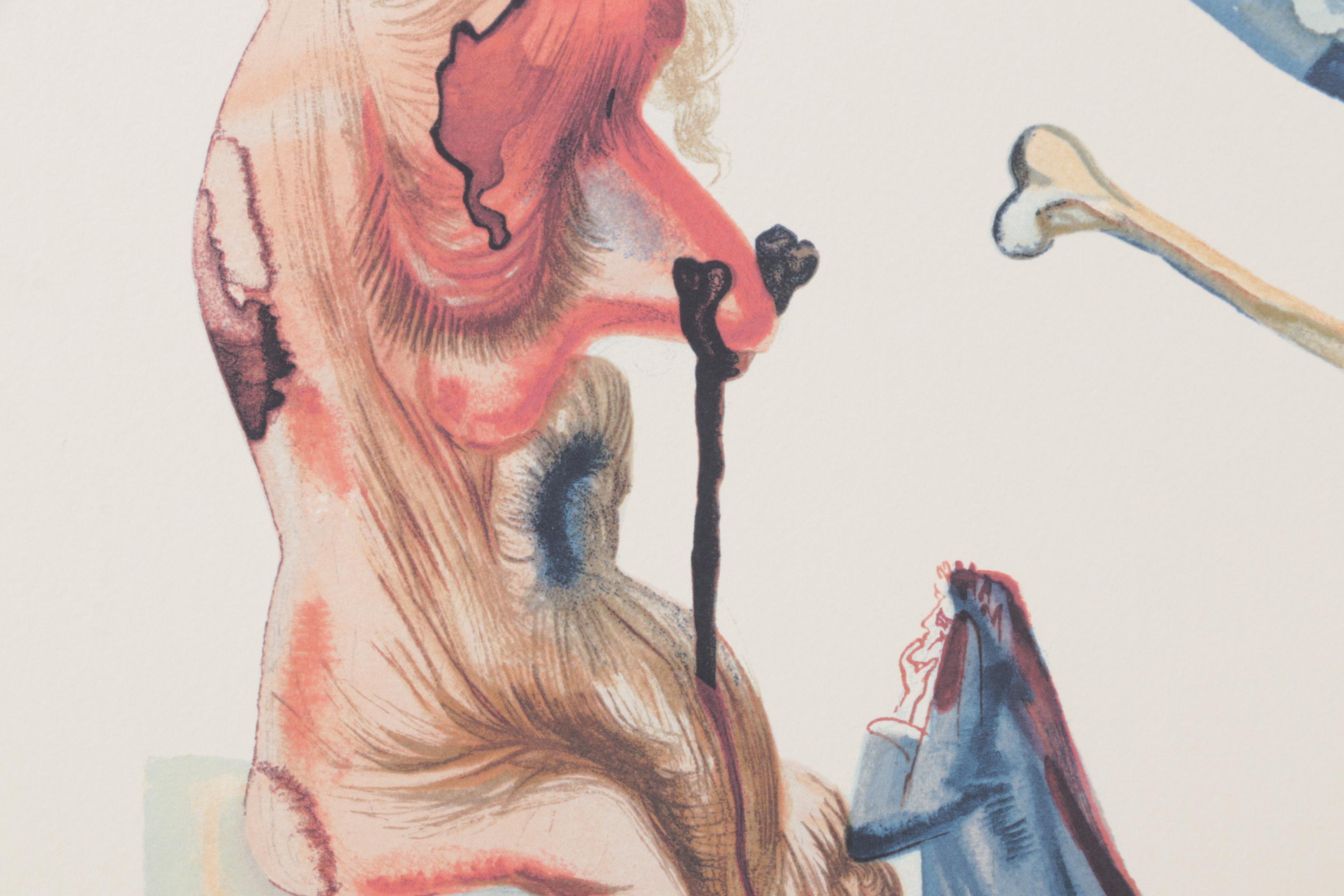 Giclée after Salvador Dalí "Divine Comedy Inferno" Woodblock Print with Text