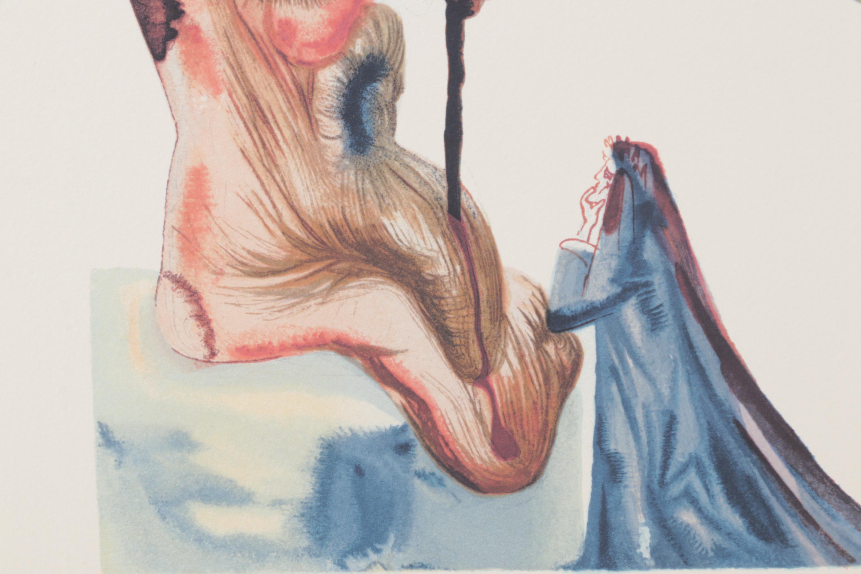 Giclée after Salvador Dalí "Divine Comedy Inferno" Woodblock Print with Text