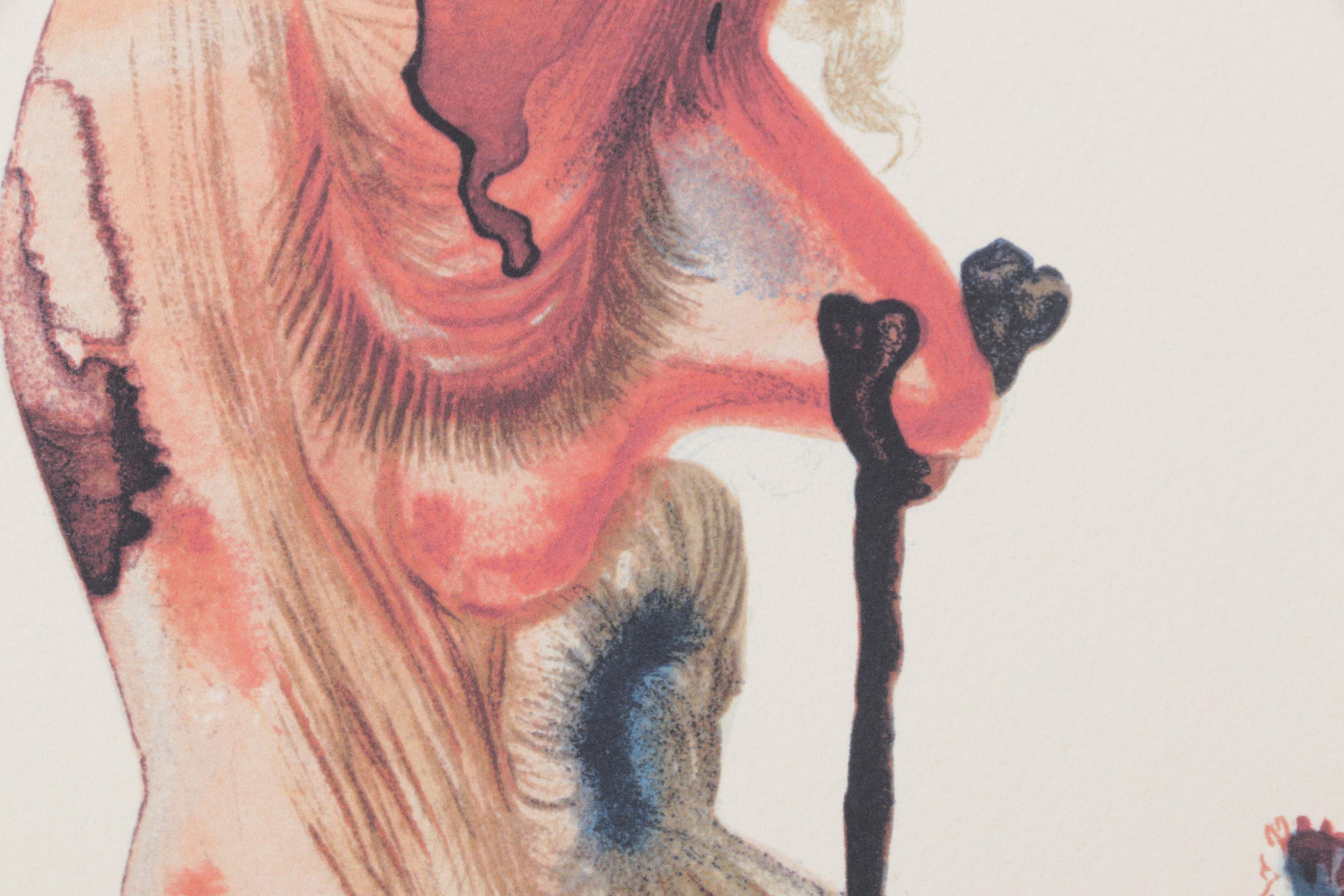 Giclée after Salvador Dalí "Divine Comedy Inferno" Woodblock Print with Text