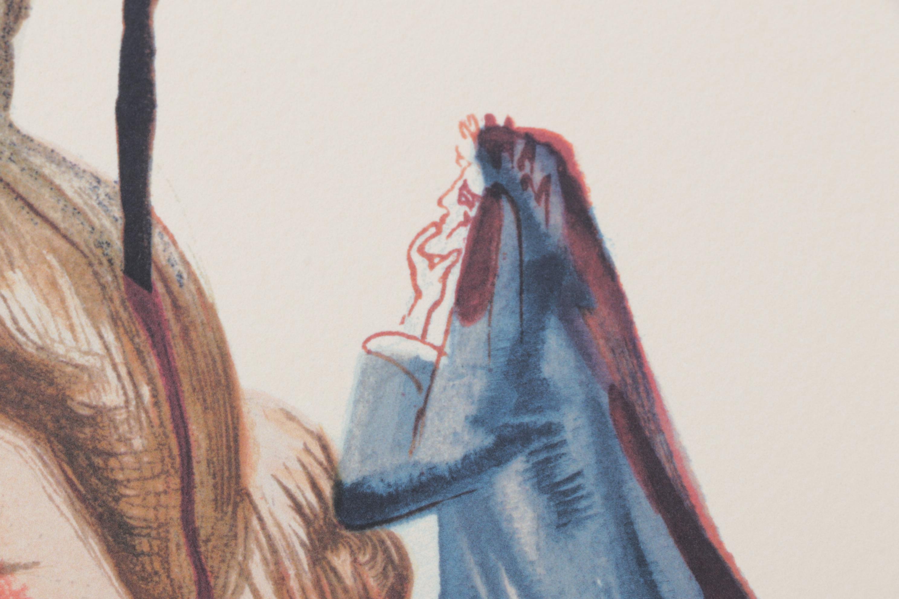 Giclée after Salvador Dalí "Divine Comedy Inferno" Woodblock Print with Text