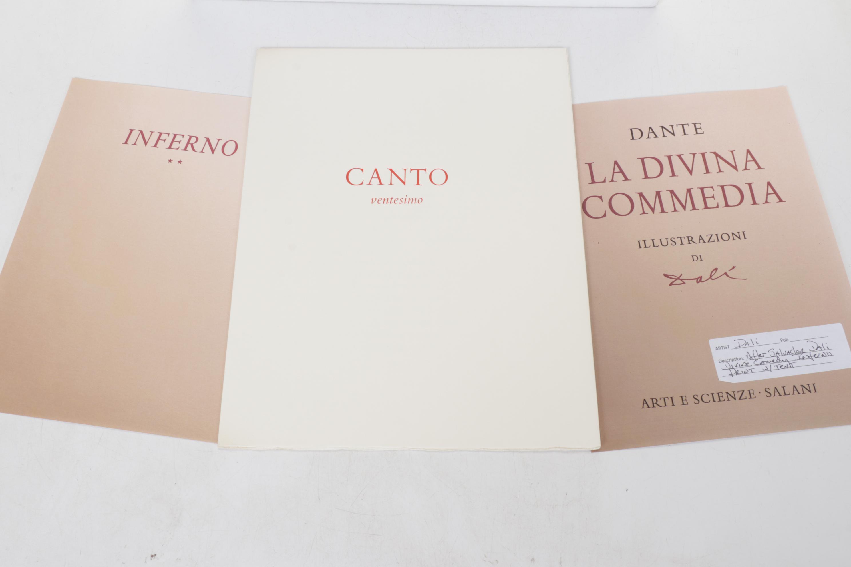 Giclée after Salvador Dalí "Divine Comedy Inferno" Woodblock Print with Text