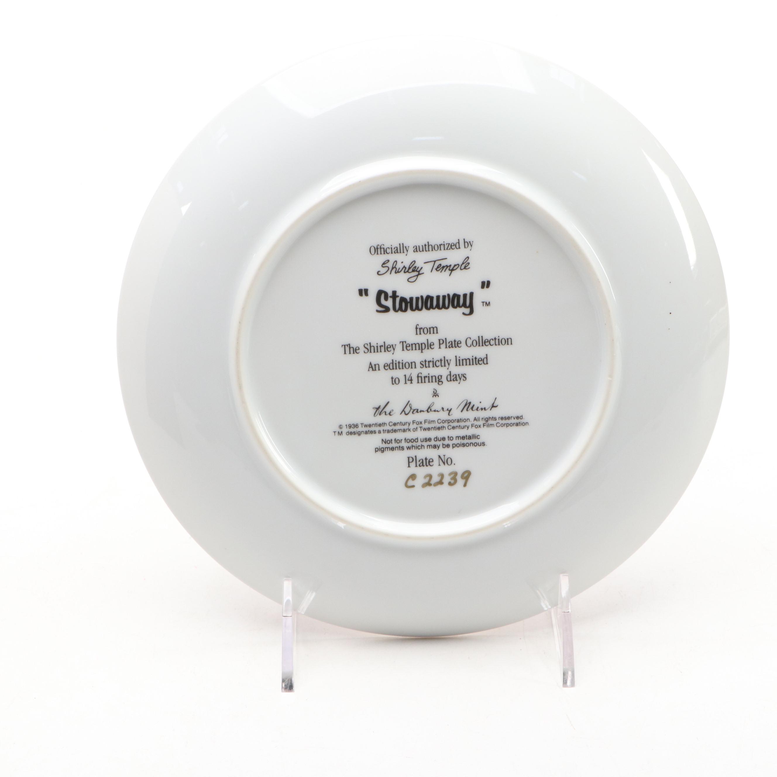 The Danbury Mint Shirley Temple "Stowaway" Porcelain Collector Plate