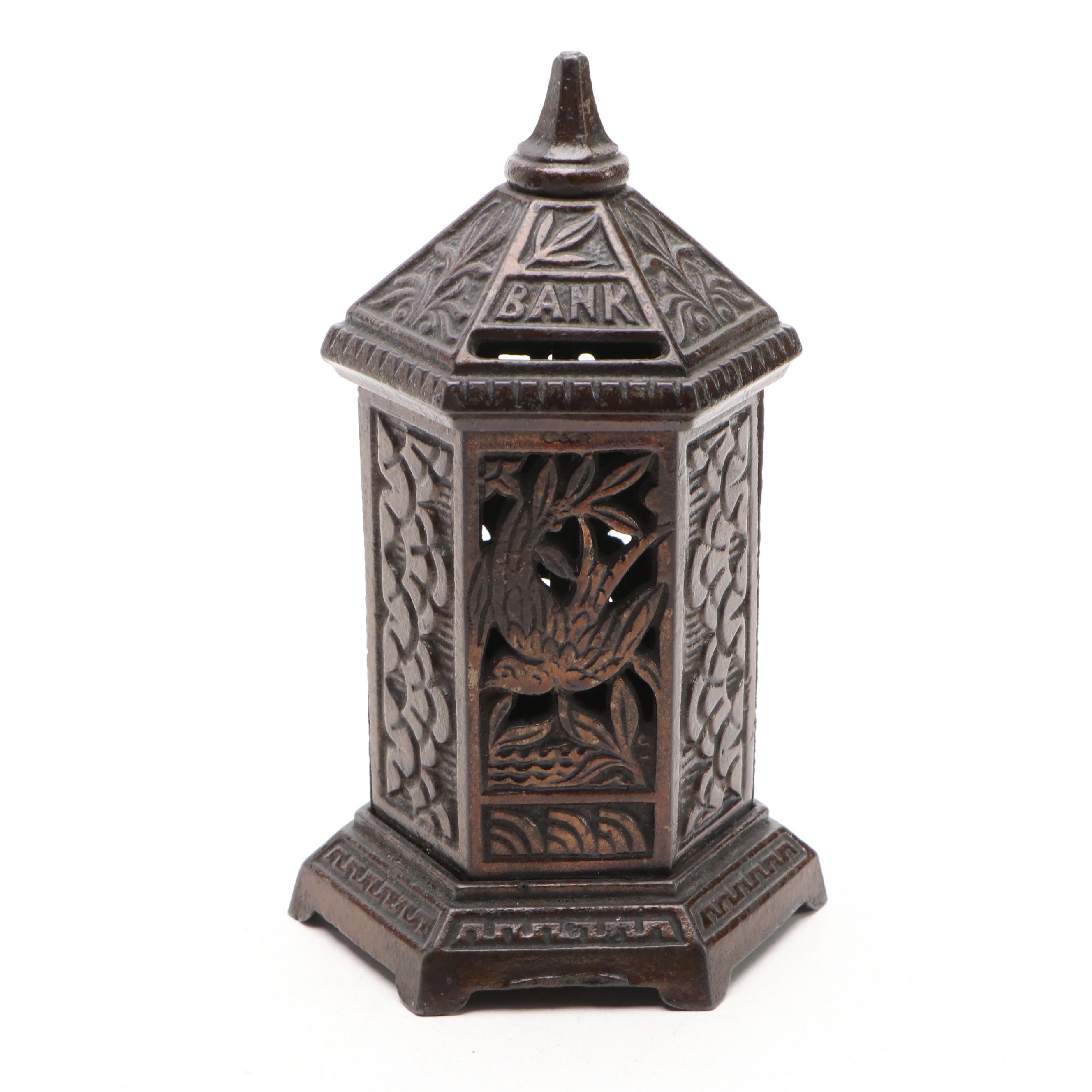 Cold-Painted Cast Iron Victorian Parlor Stove Coin Bank
