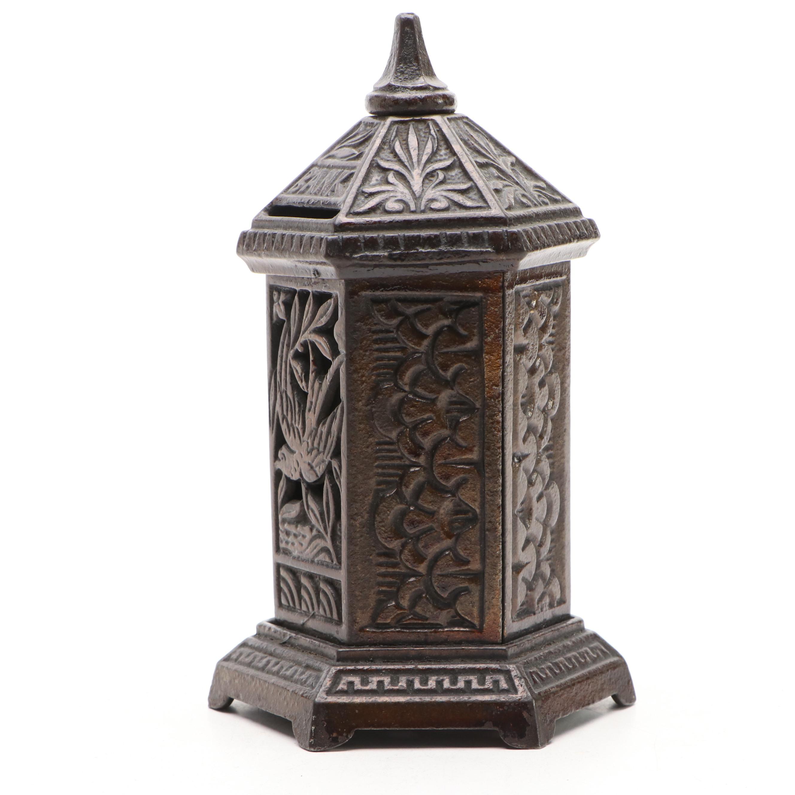 Cold-Painted Cast Iron Victorian Parlor Stove Coin Bank