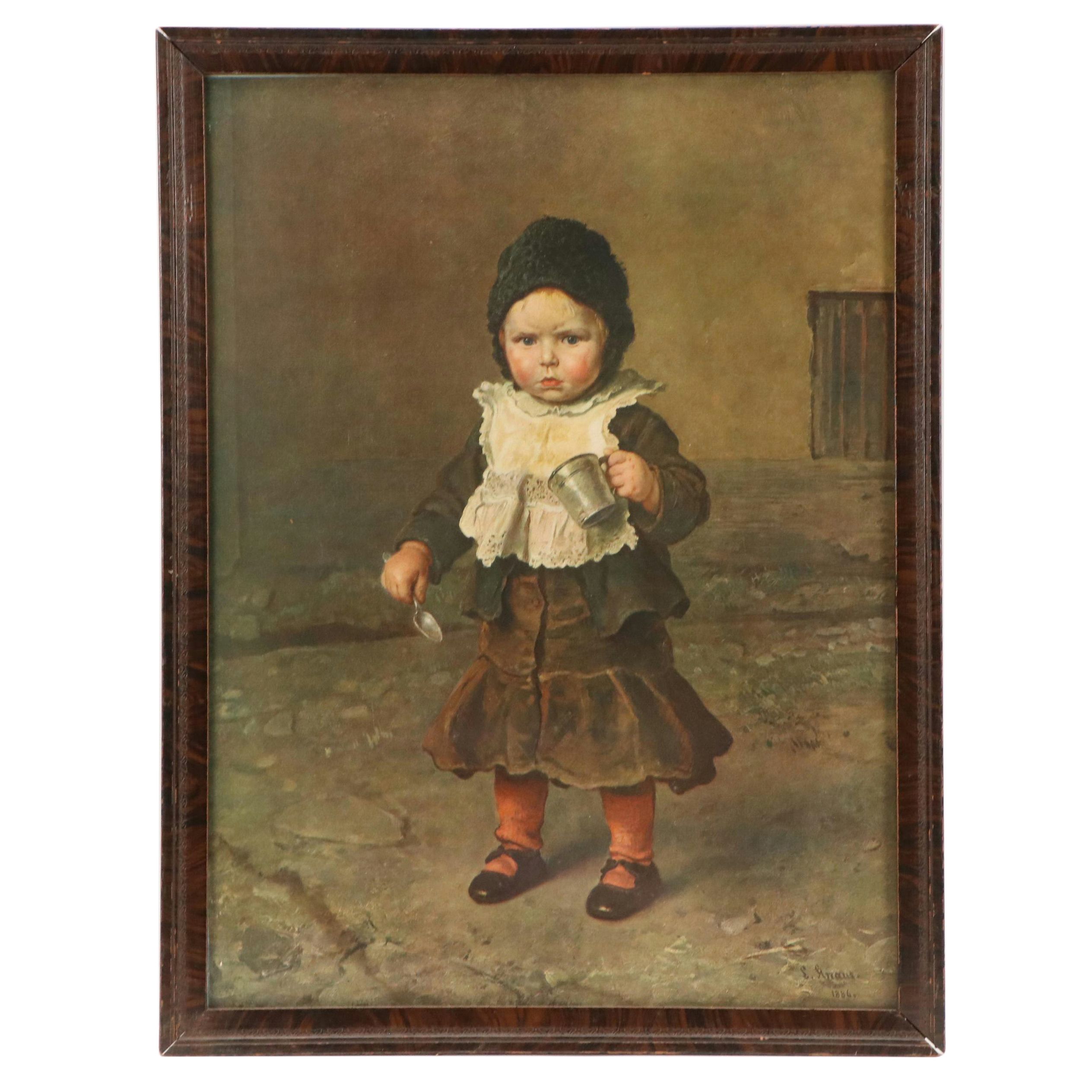 Offset Lithograph After Ludwig Knaus "The Emptied Cup," Circa 1900