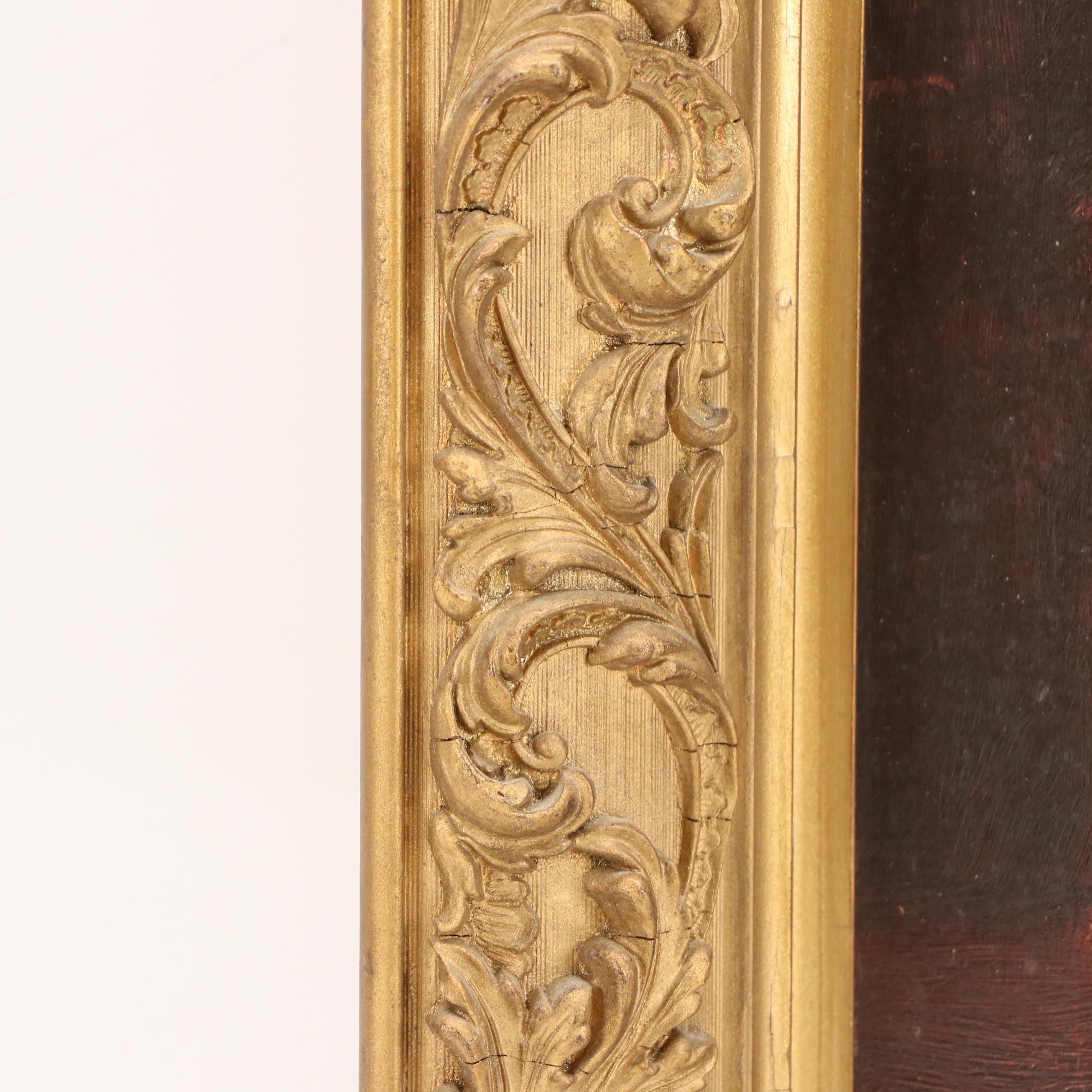 Oil Painting of Standing Woman in Gown, Early 20th Century