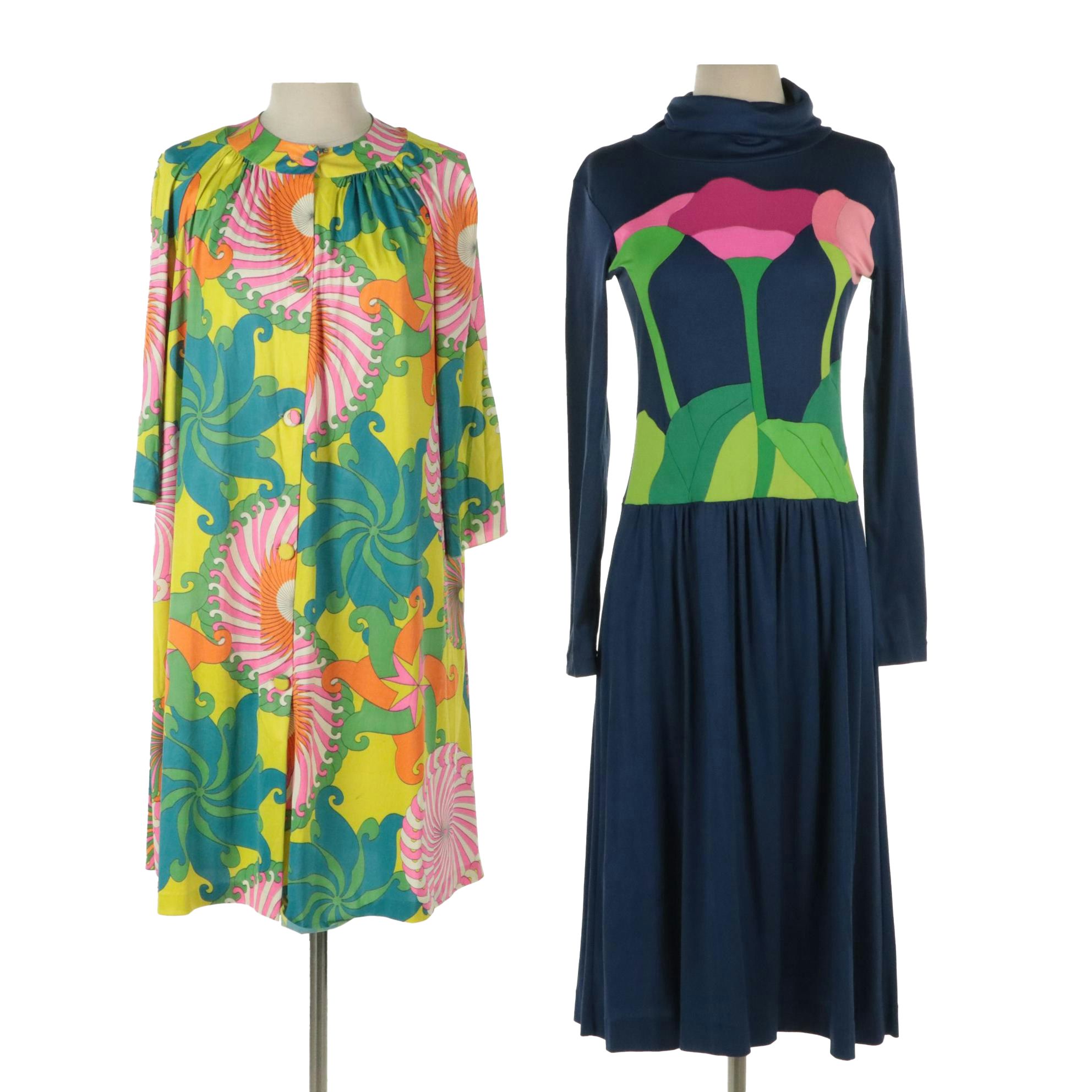 Vanity Fair Multicolored Button-Front Dress & Other Long Sleeve Turtleneck Dress