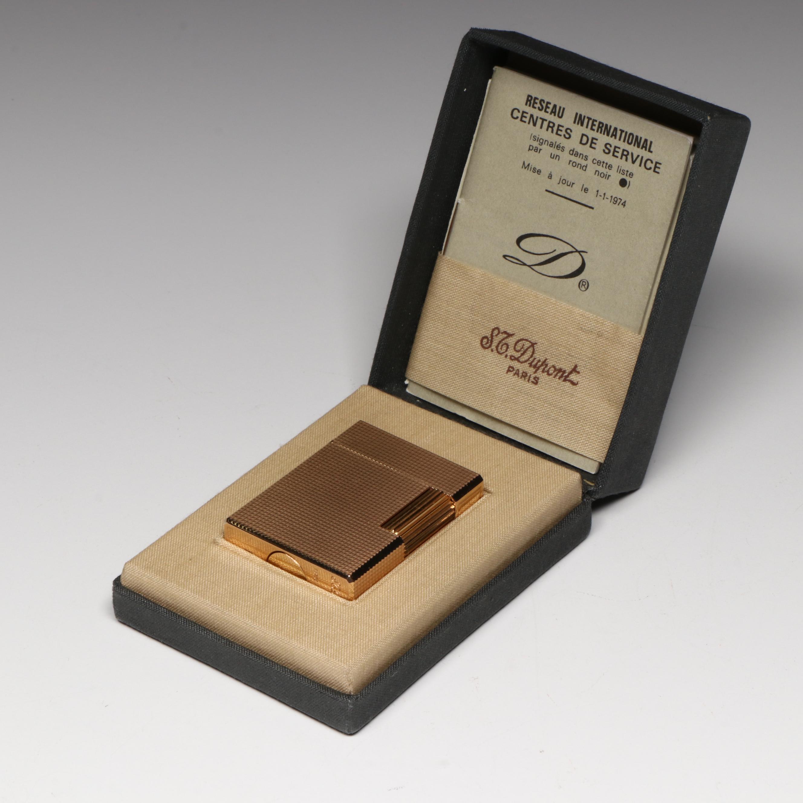 S.T. Dupont Gold Plated Lighter with Presentation Box