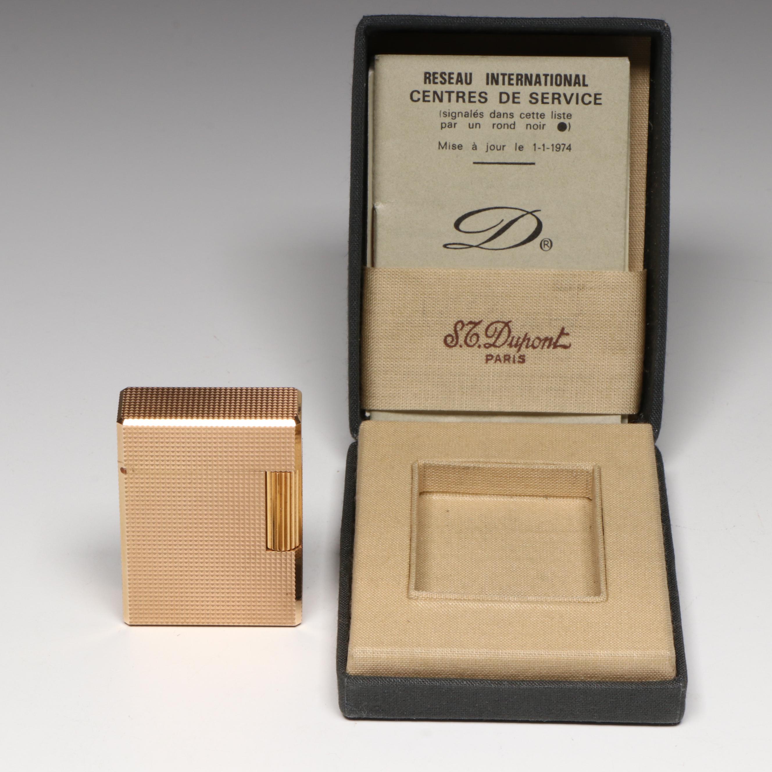 S.T. Dupont Gold Plated Lighter with Presentation Box