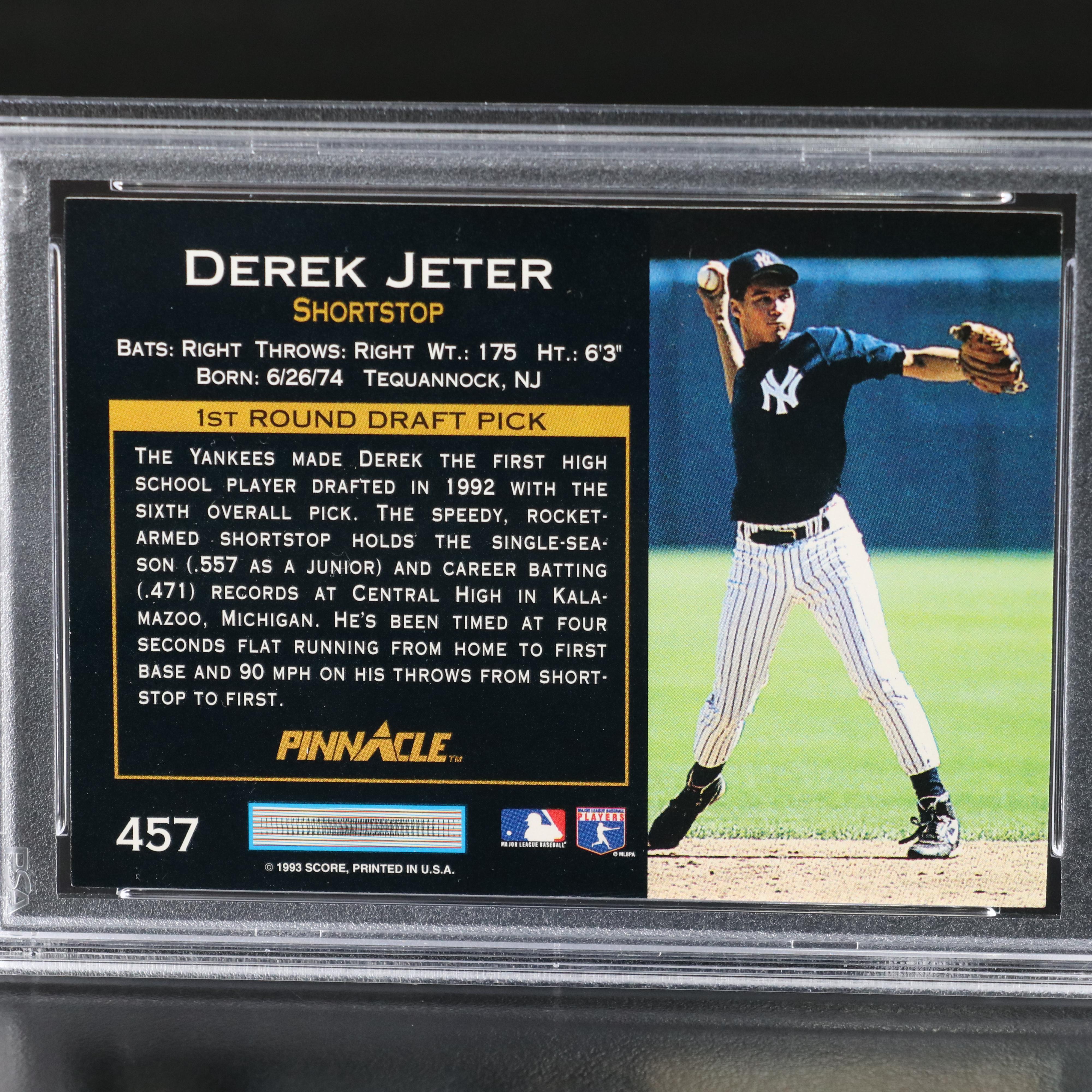 1993 Pinnacle Derek Jeter New York Yankees Rookie Card Graded PSA 9