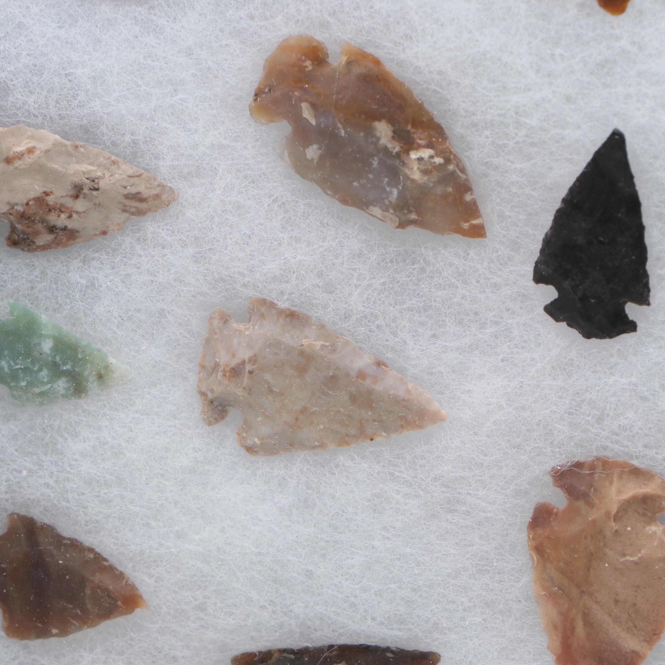 Hopewell Flint, Chert, and Crystalline Arrowheads, Middle Woodland Period