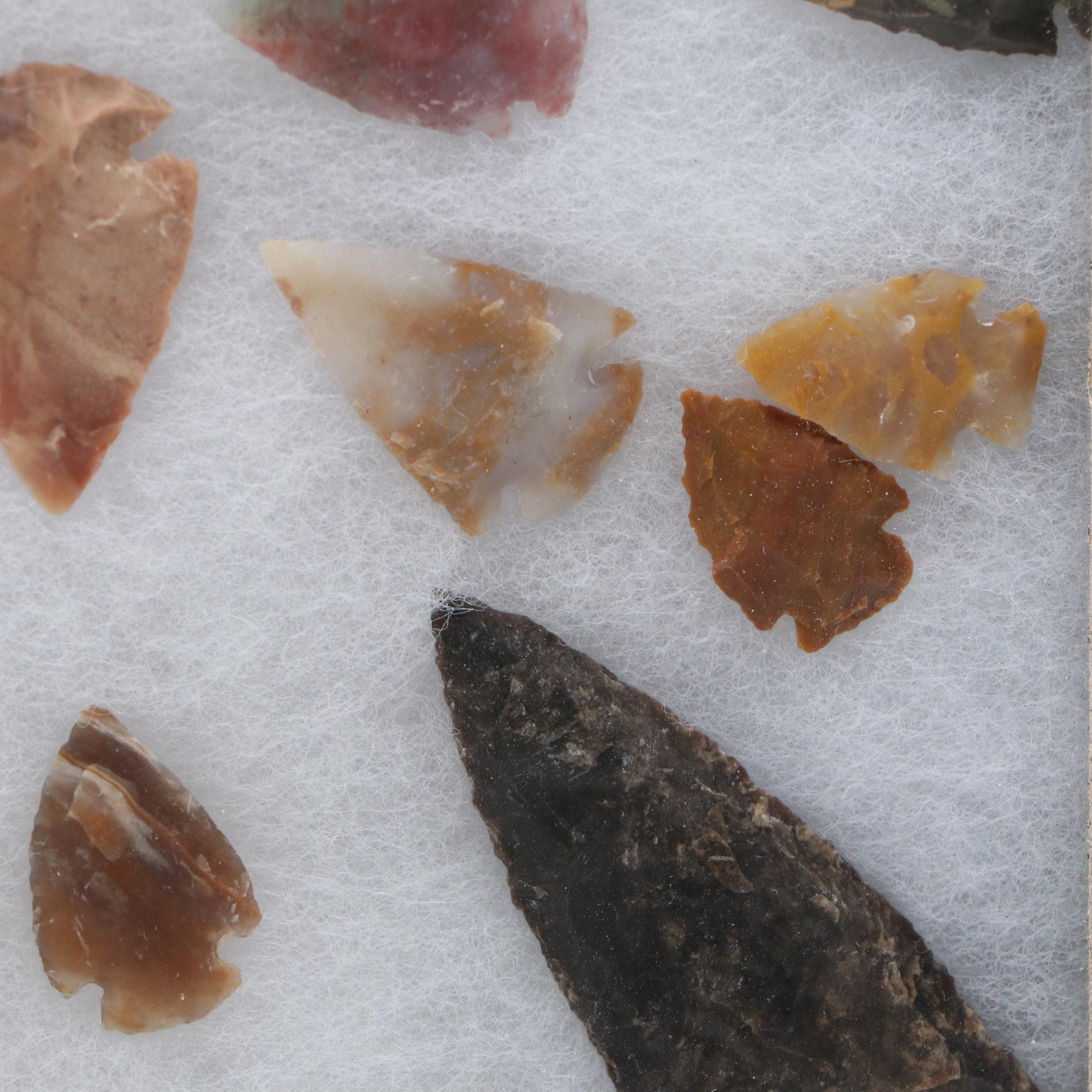 Hopewell Flint, Chert, and Crystalline Arrowheads, Middle Woodland Period