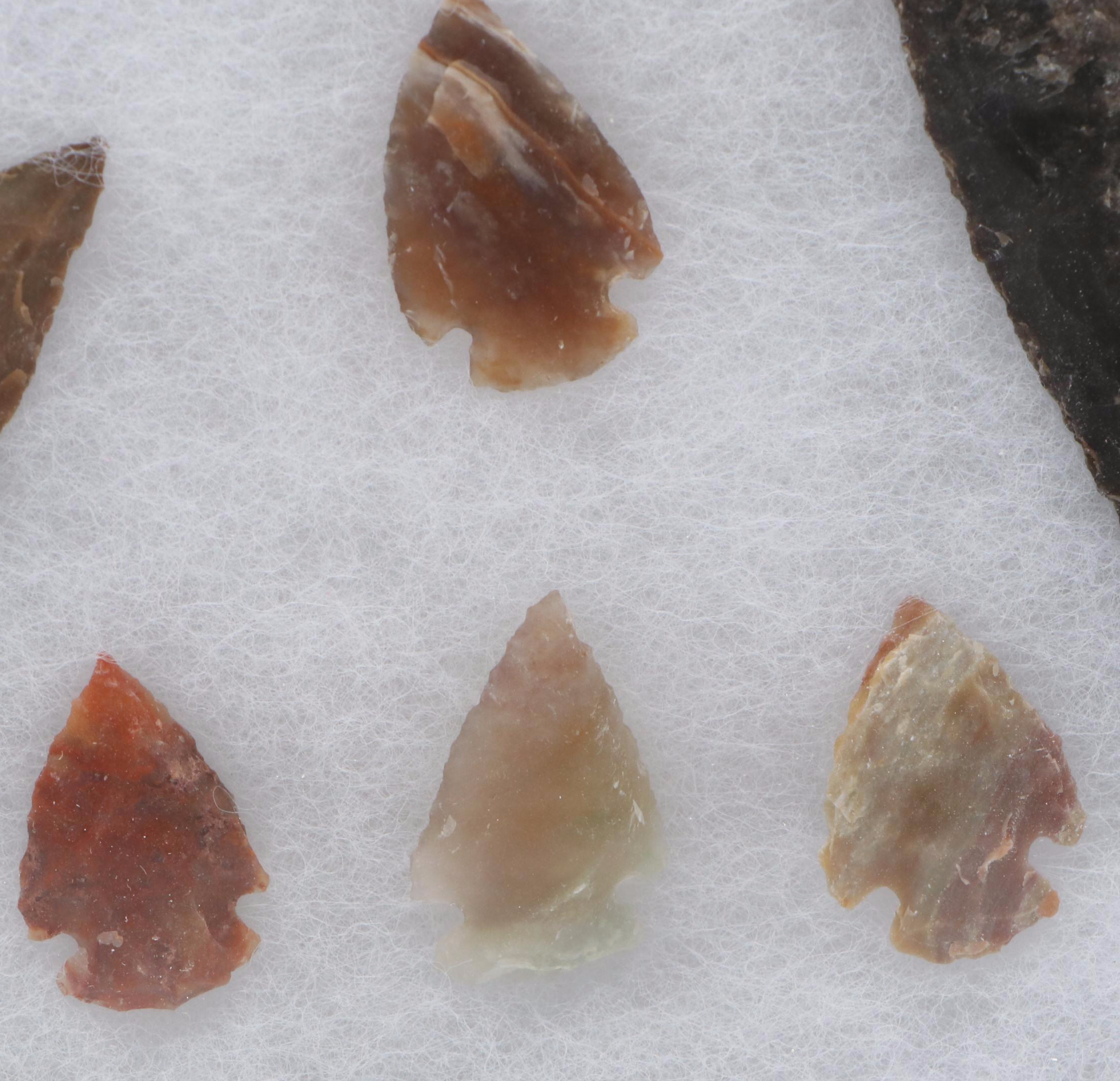 Hopewell Flint, Chert, and Crystalline Arrowheads, Middle Woodland Period