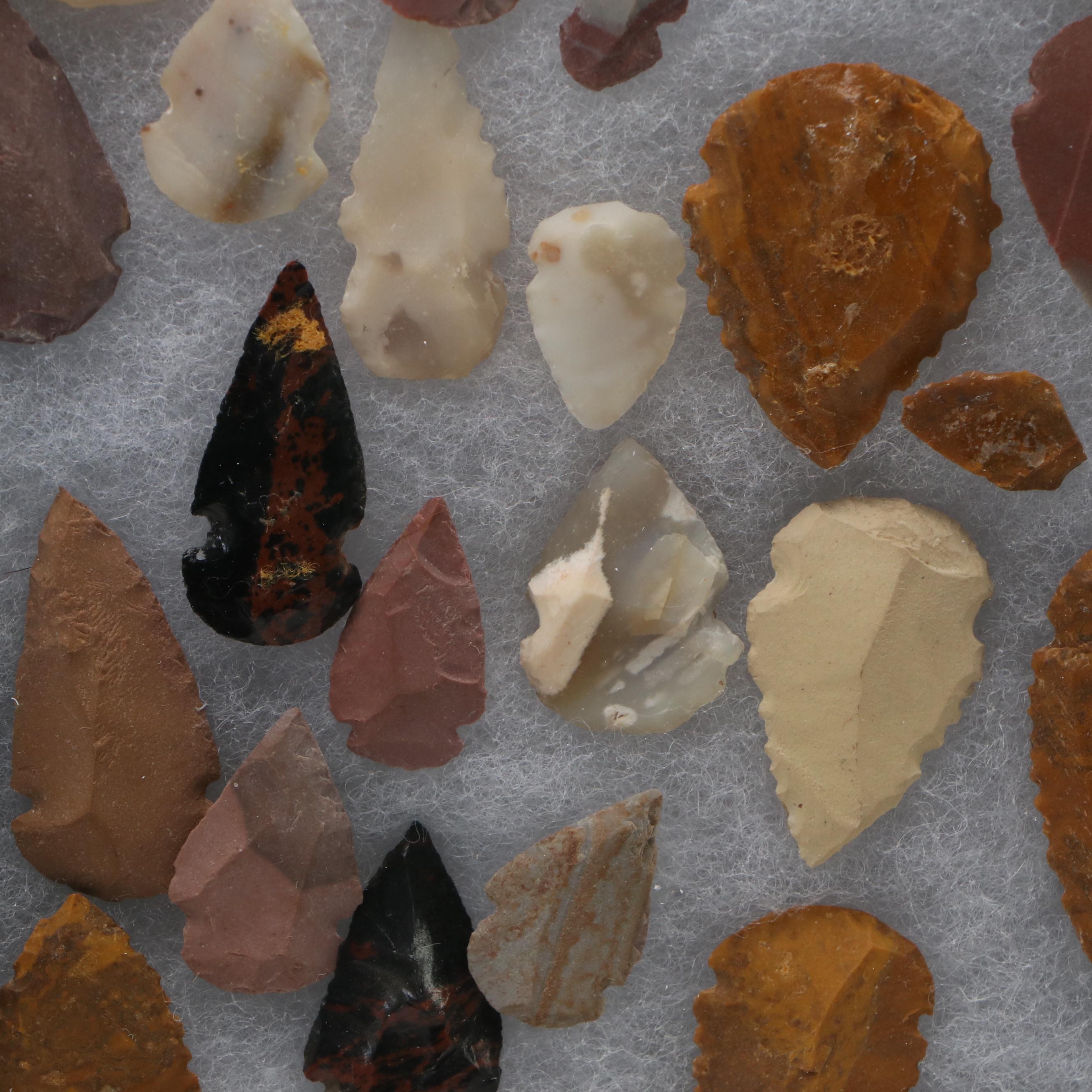Notched Chert and Obsidian Arrowheads