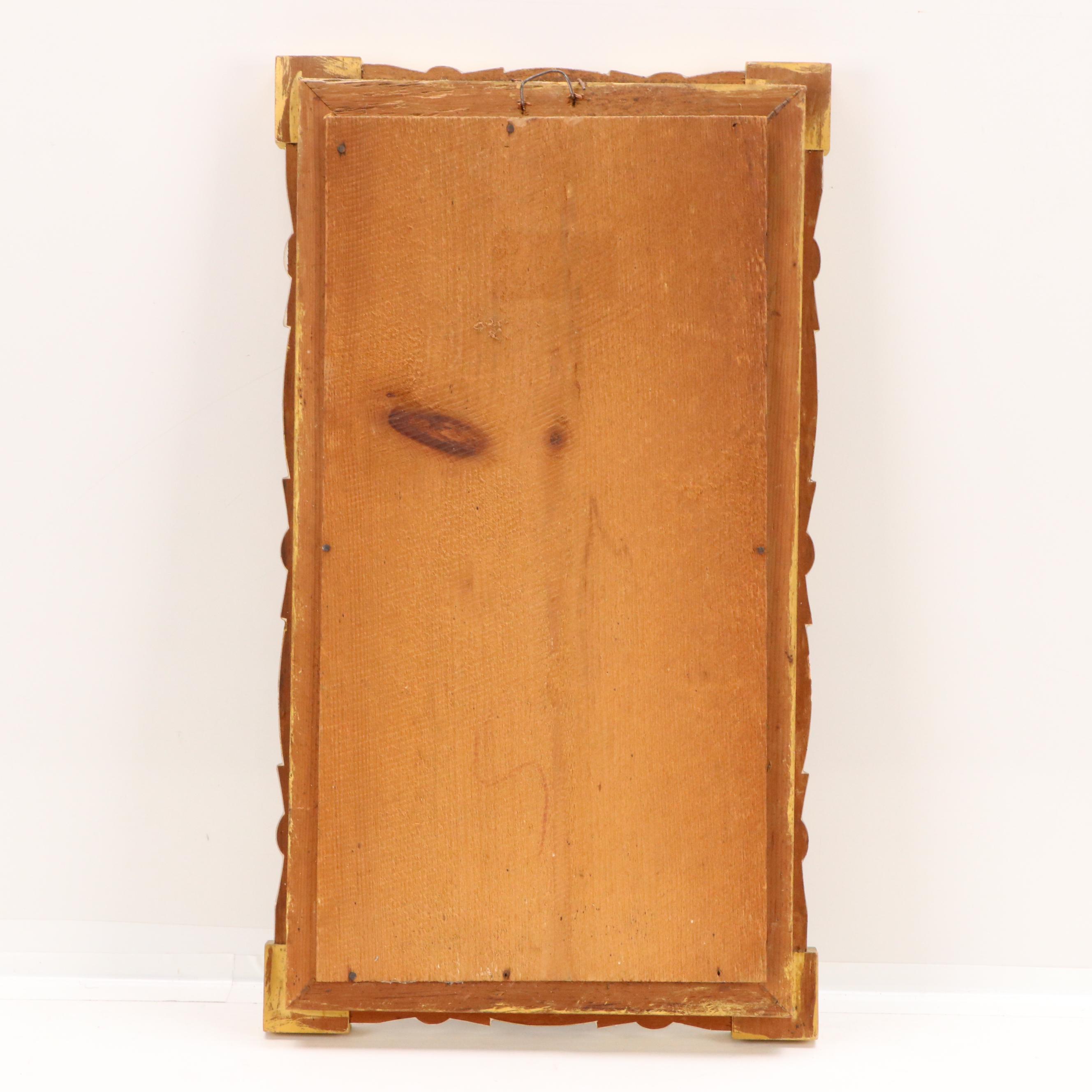 Mirror With Reverse Glass Painting of Coastal Scene