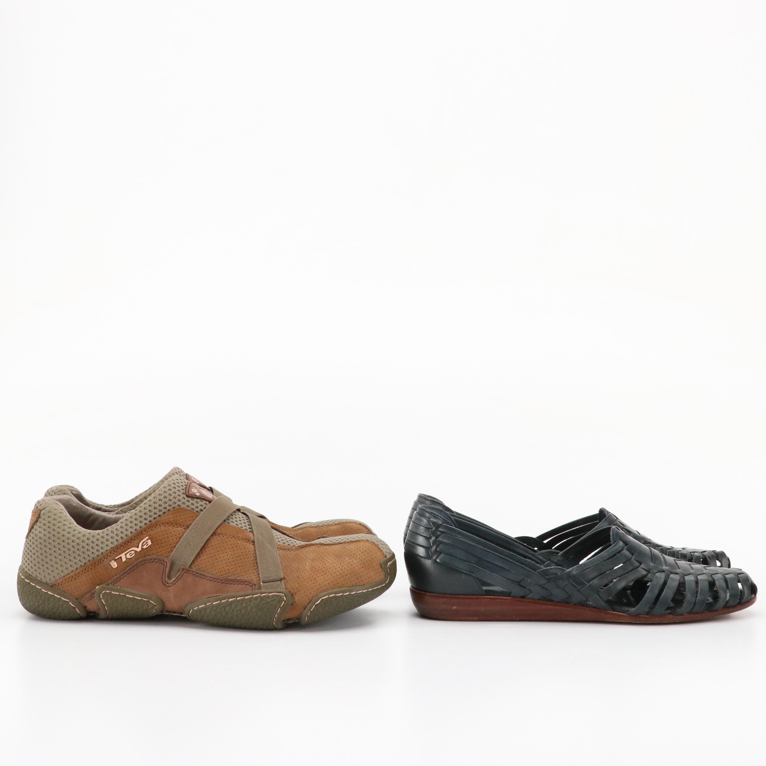 Keen Presidio Hiking Shoes in Walnut and Eddie Bauer Huarache Woven Flats & Box