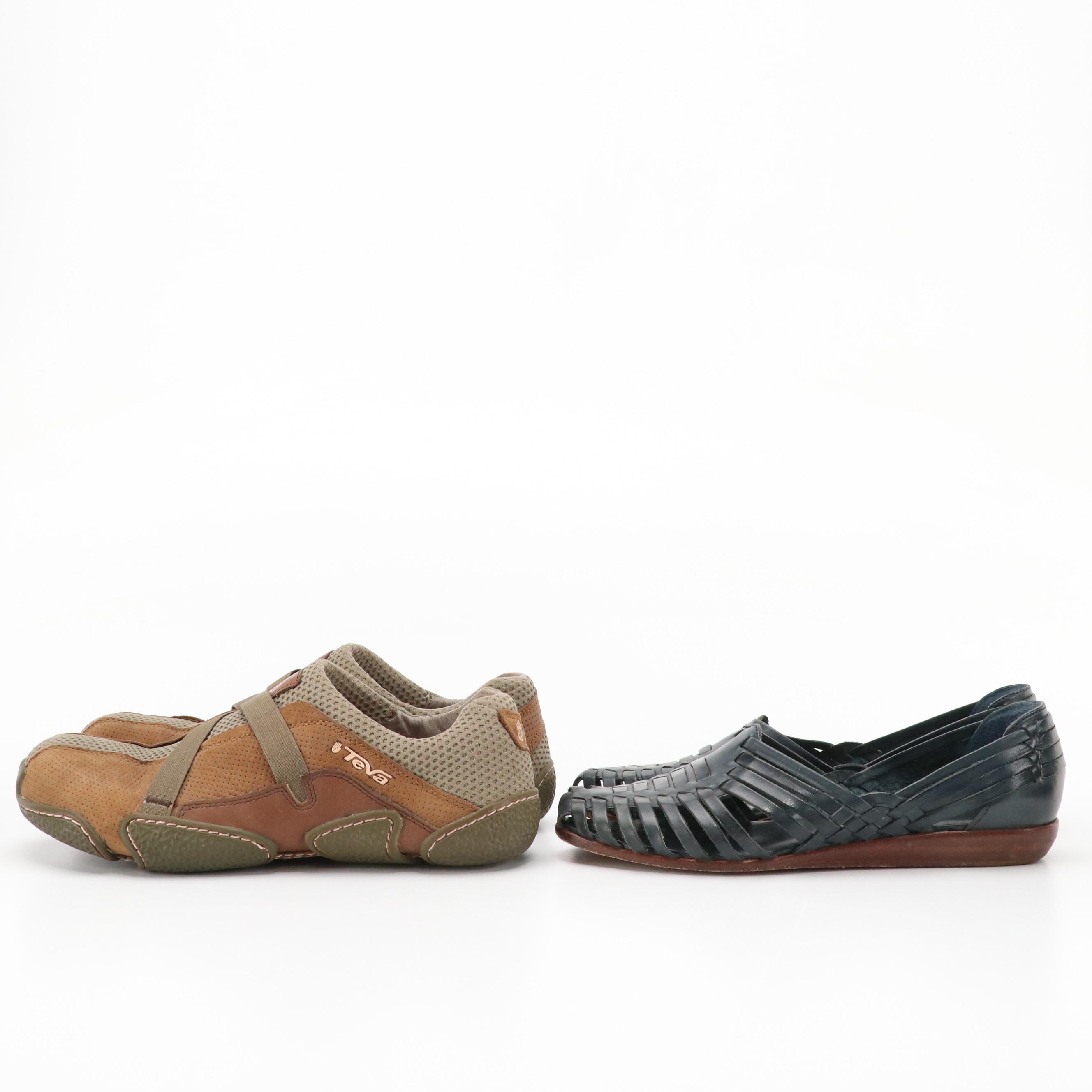 Keen Presidio Hiking Shoes in Walnut and Eddie Bauer Huarache Woven Flats & Box