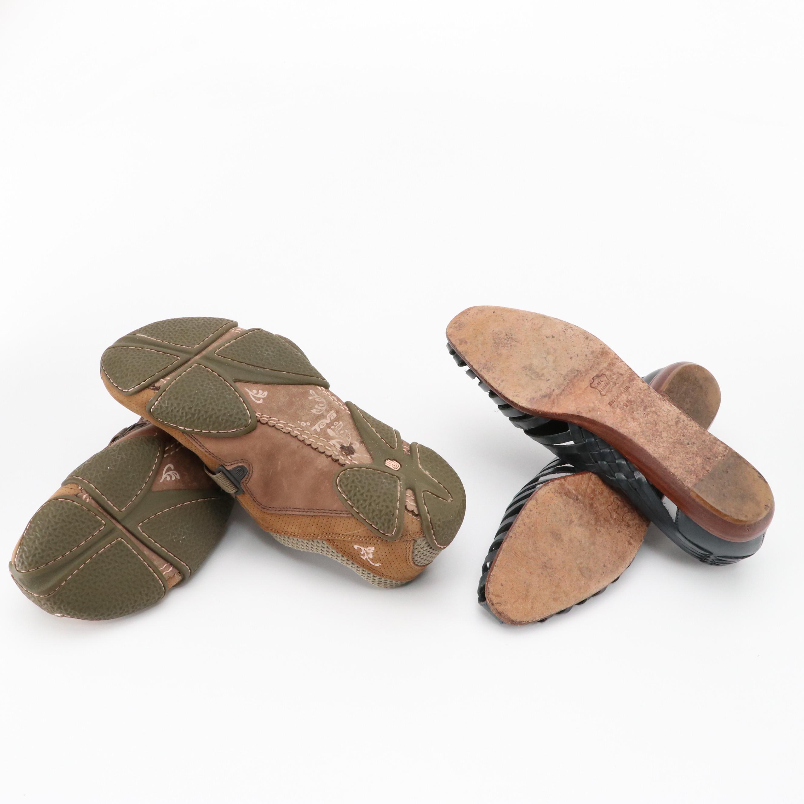 Keen Presidio Hiking Shoes in Walnut and Eddie Bauer Huarache Woven Flats & Box