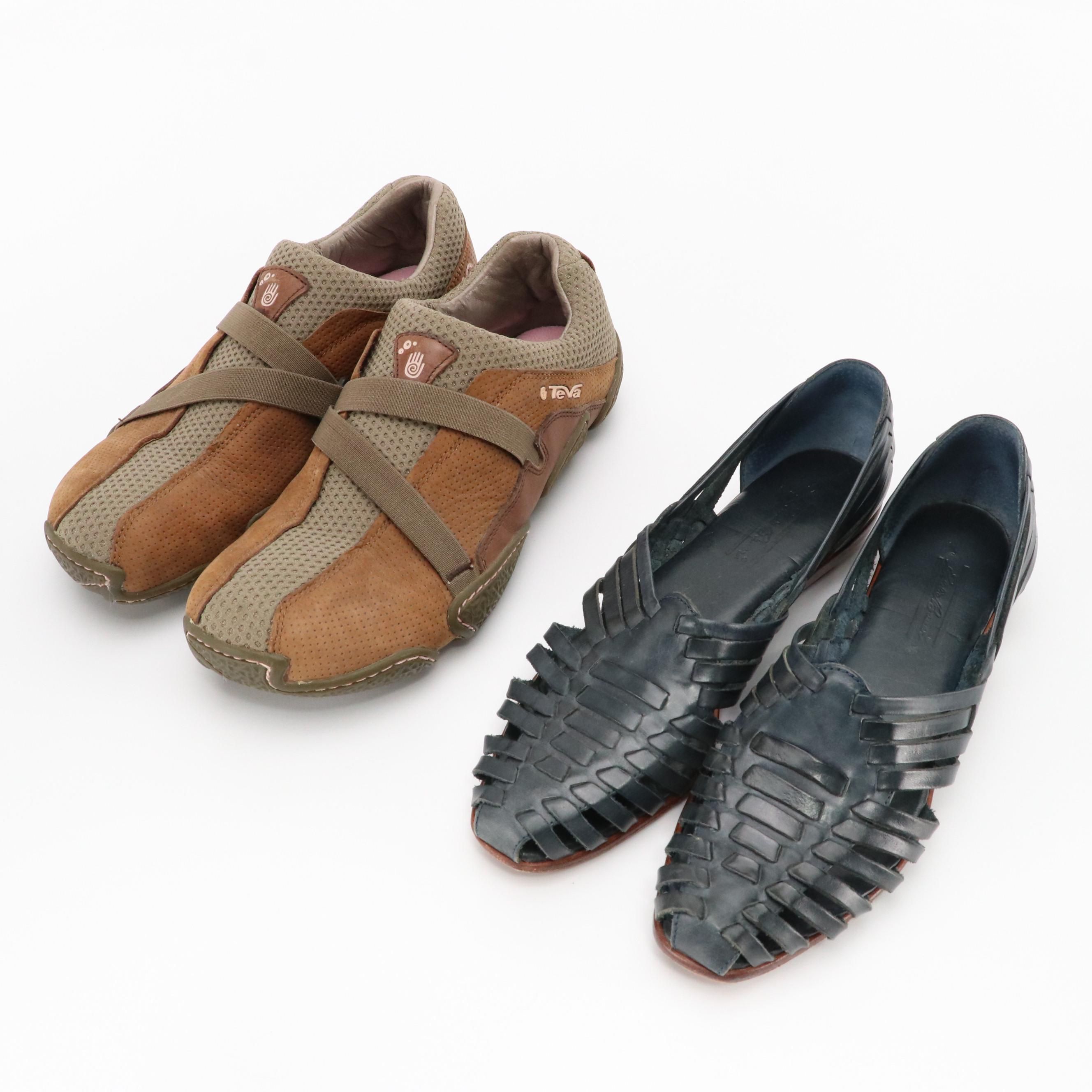 Keen Presidio Hiking Shoes in Walnut and Eddie Bauer Huarache Woven Flats & Box