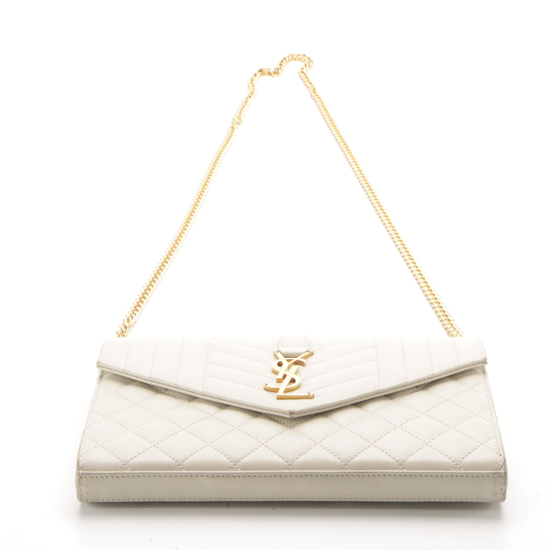 Saint Laurent Envelope Flap Crossbody in Mixed Matelassé Grain de Poudre Leather