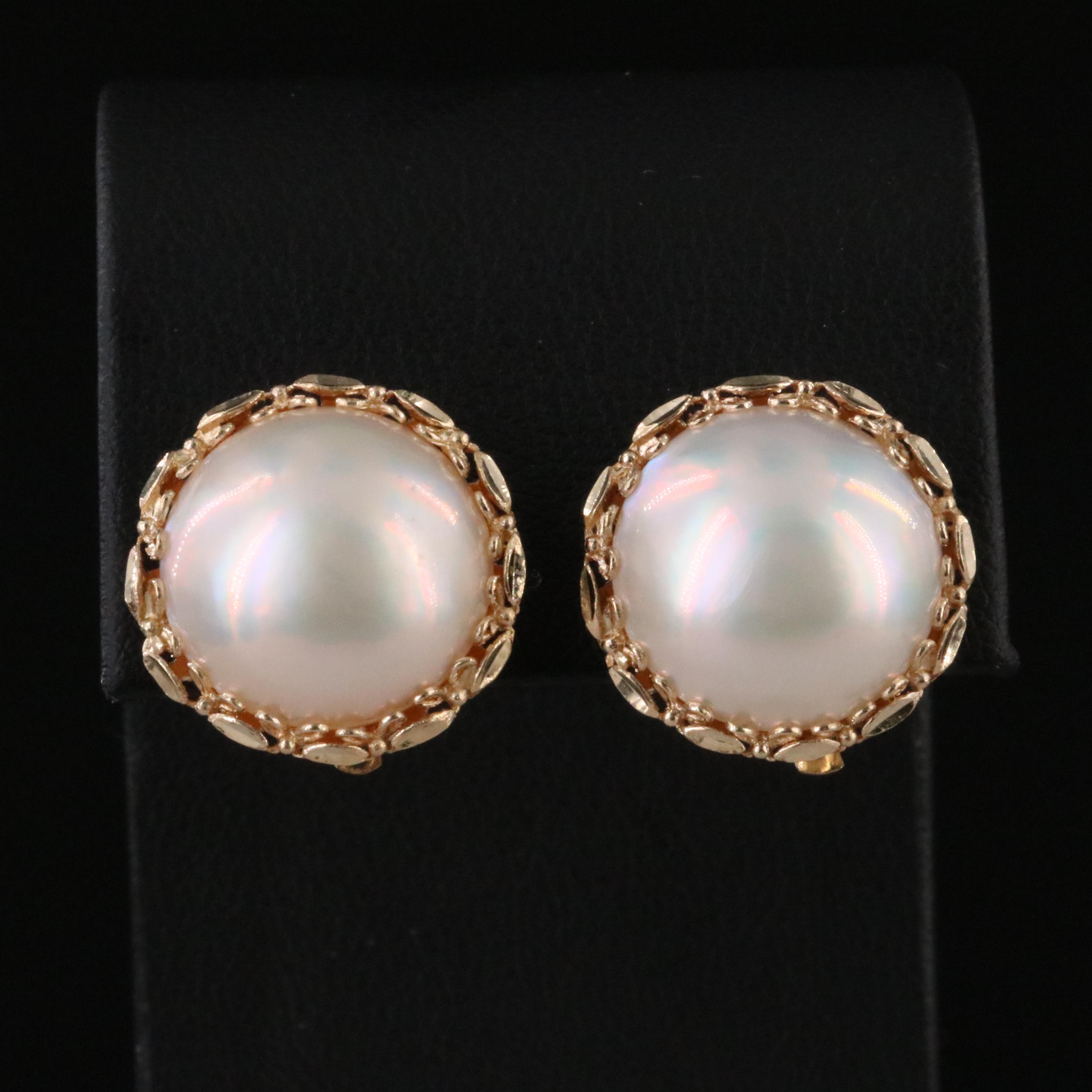 14K Mabe Pearl Earrings