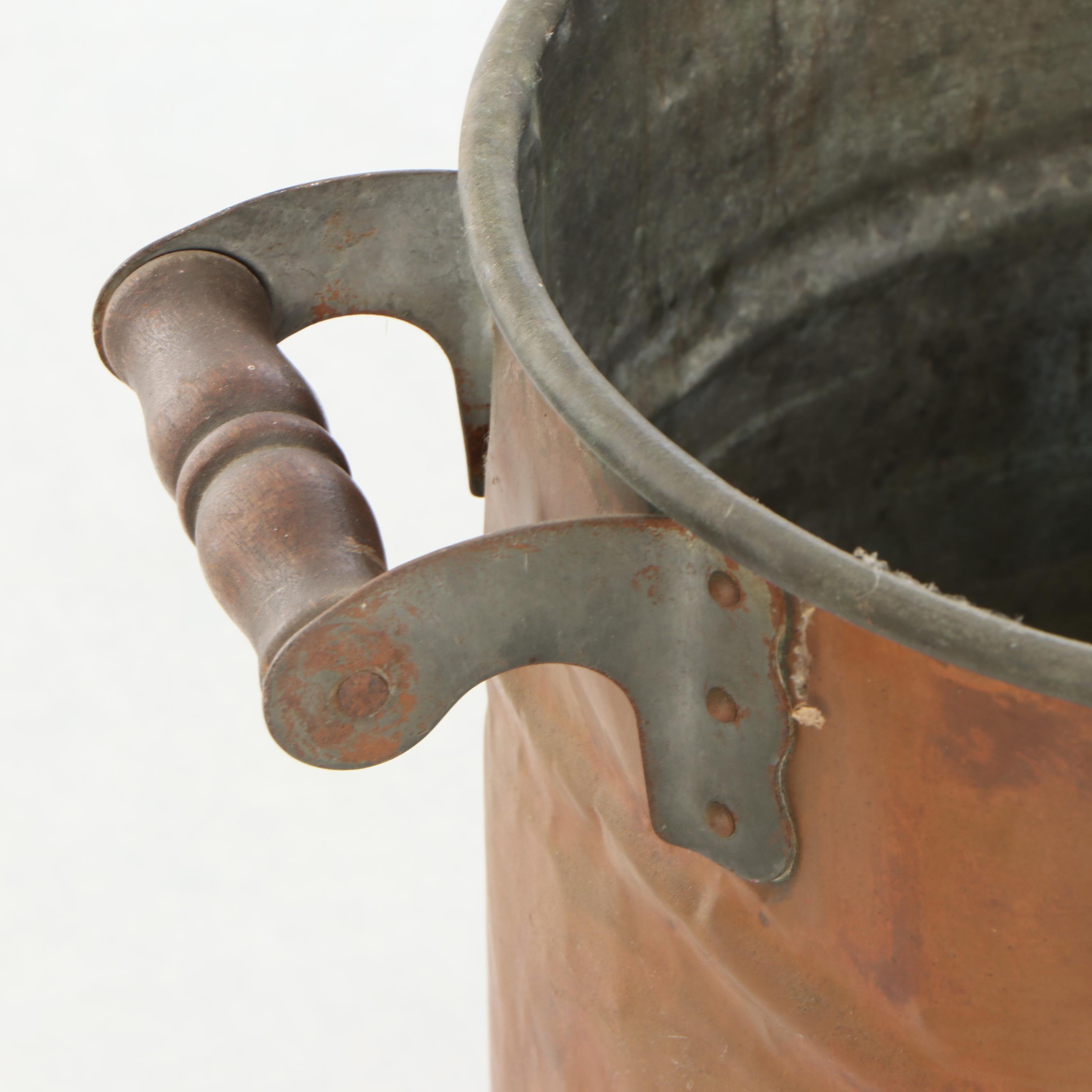 Tinned Copper Boiler Tub with Wood Handles