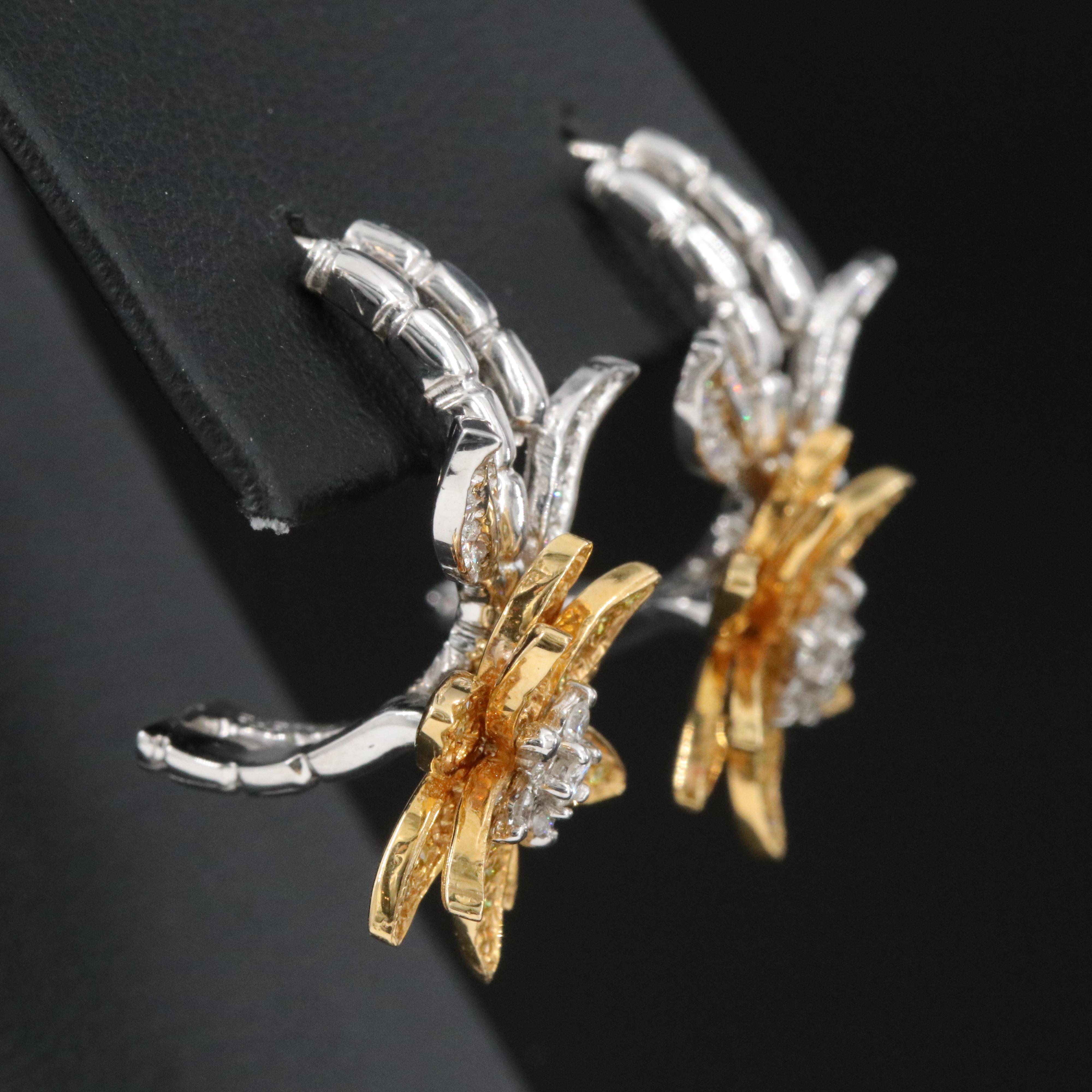 Piacere 14K Two-Tone 0.96 CTW Diamond and Fancy Yellow Diamond Flower Earrings