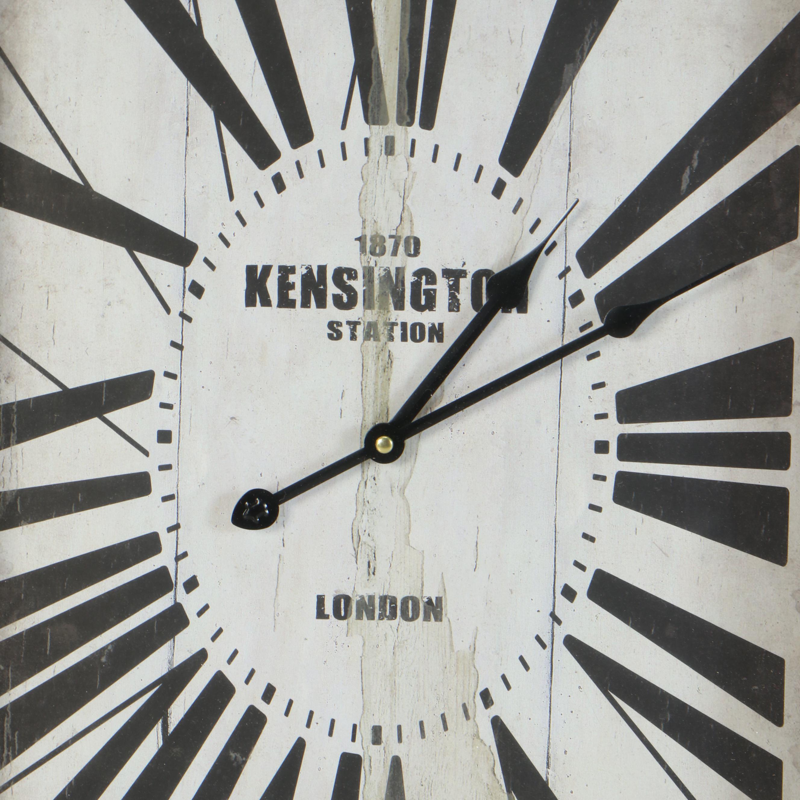 "Kensington Station - London" Wall Clock with Rustic Wood Frame