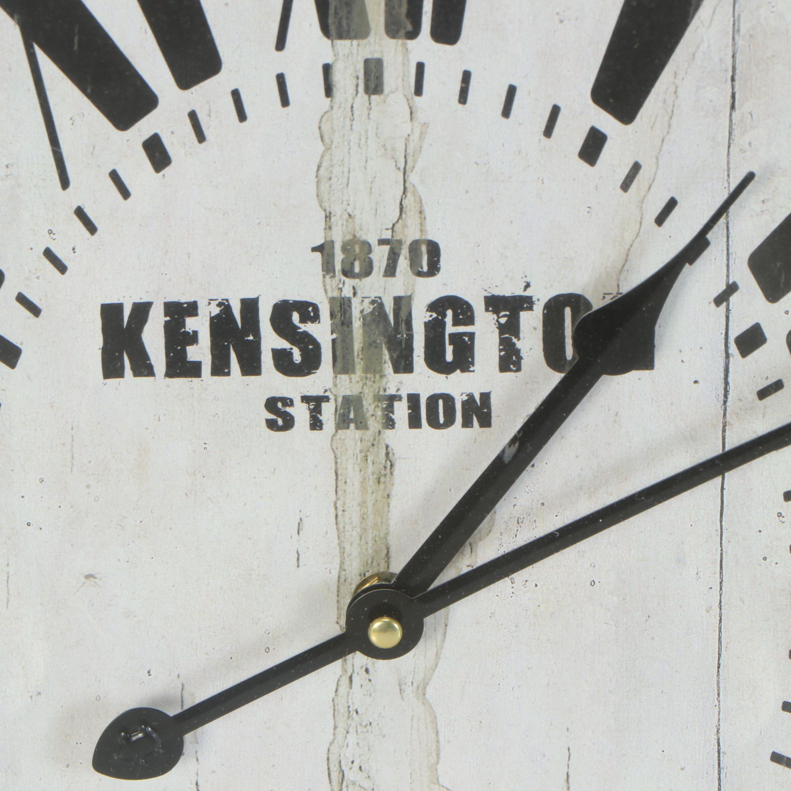 "Kensington Station - London" Wall Clock with Rustic Wood Frame