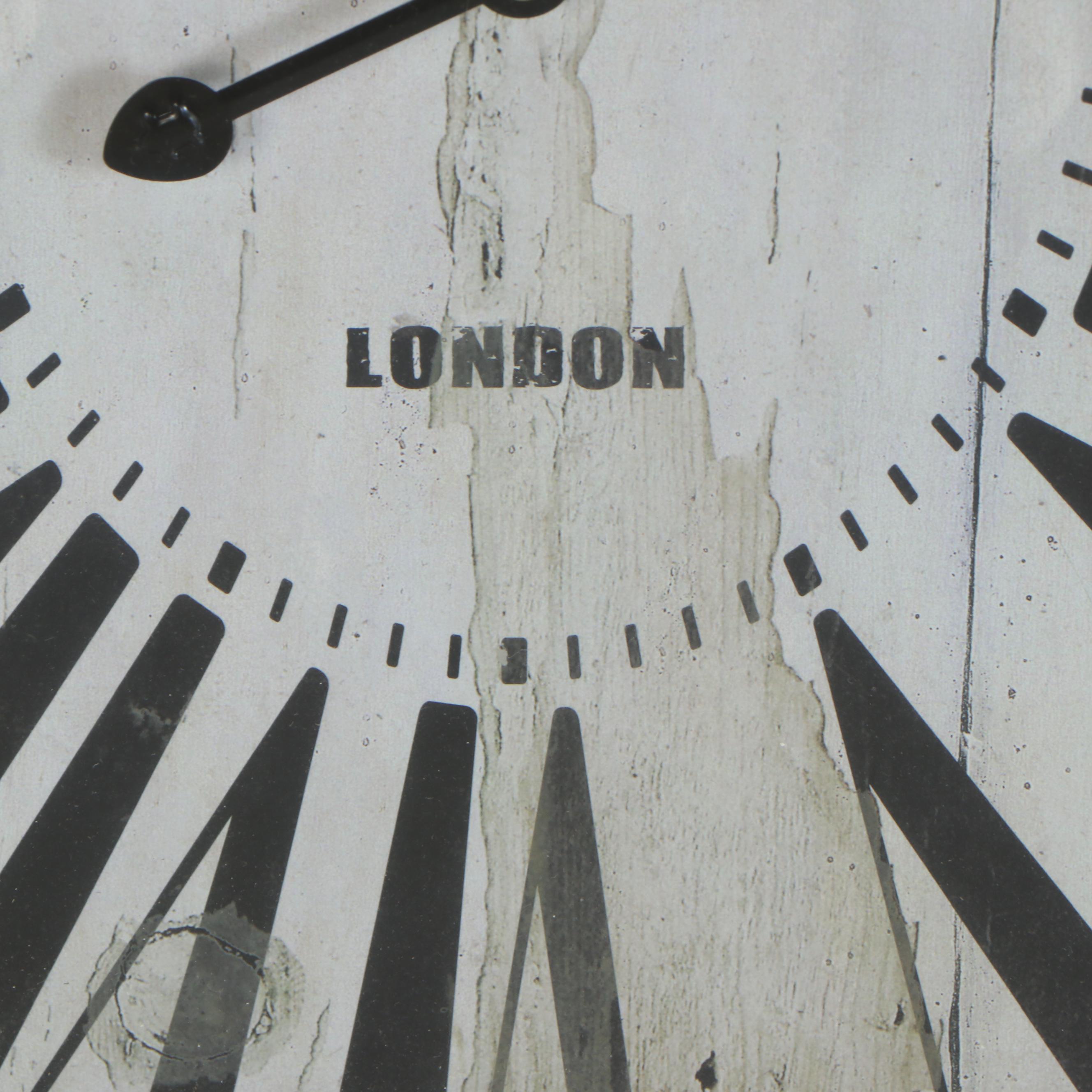 "Kensington Station - London" Wall Clock with Rustic Wood Frame