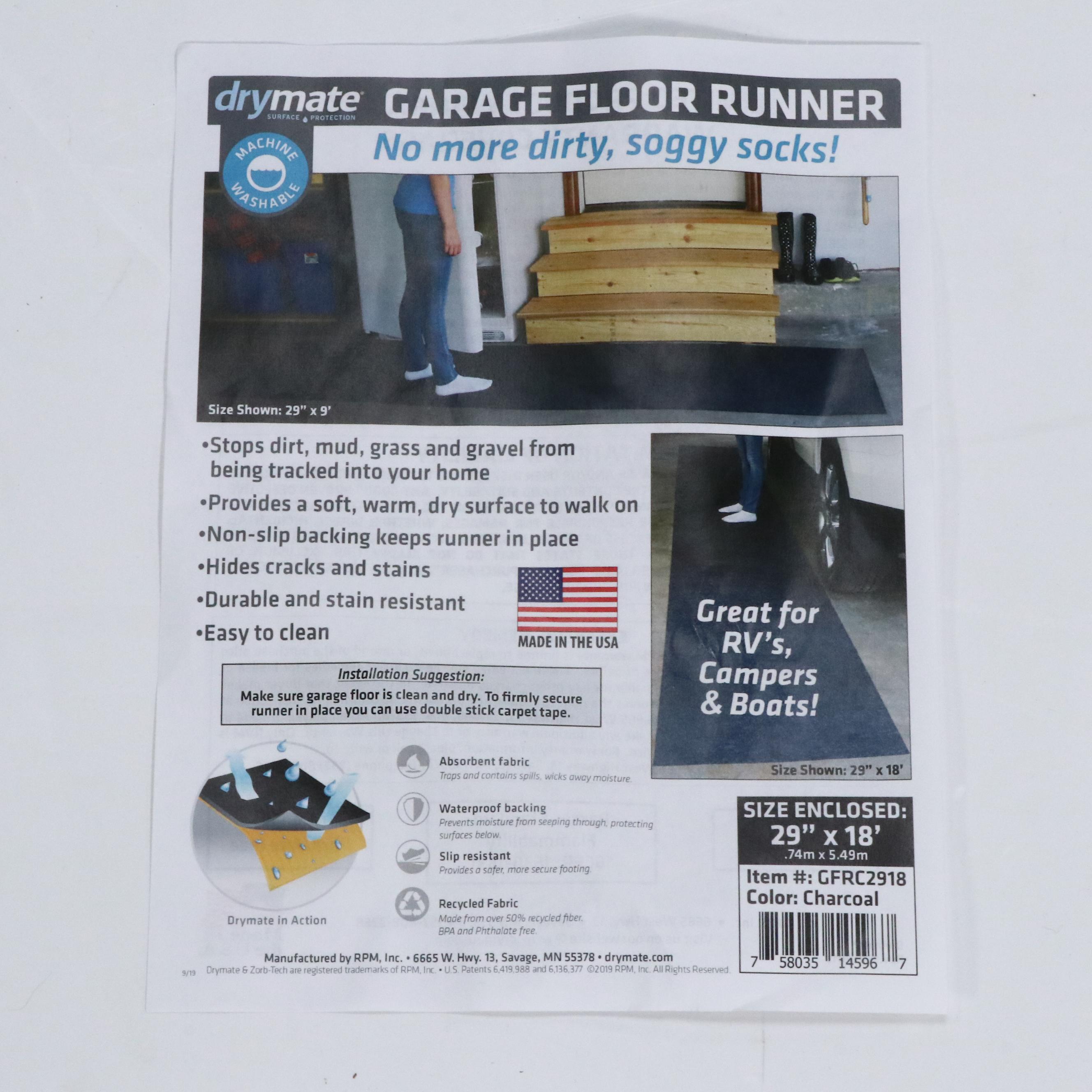 Three DryMate Polyester Garage Floor Runner Mats