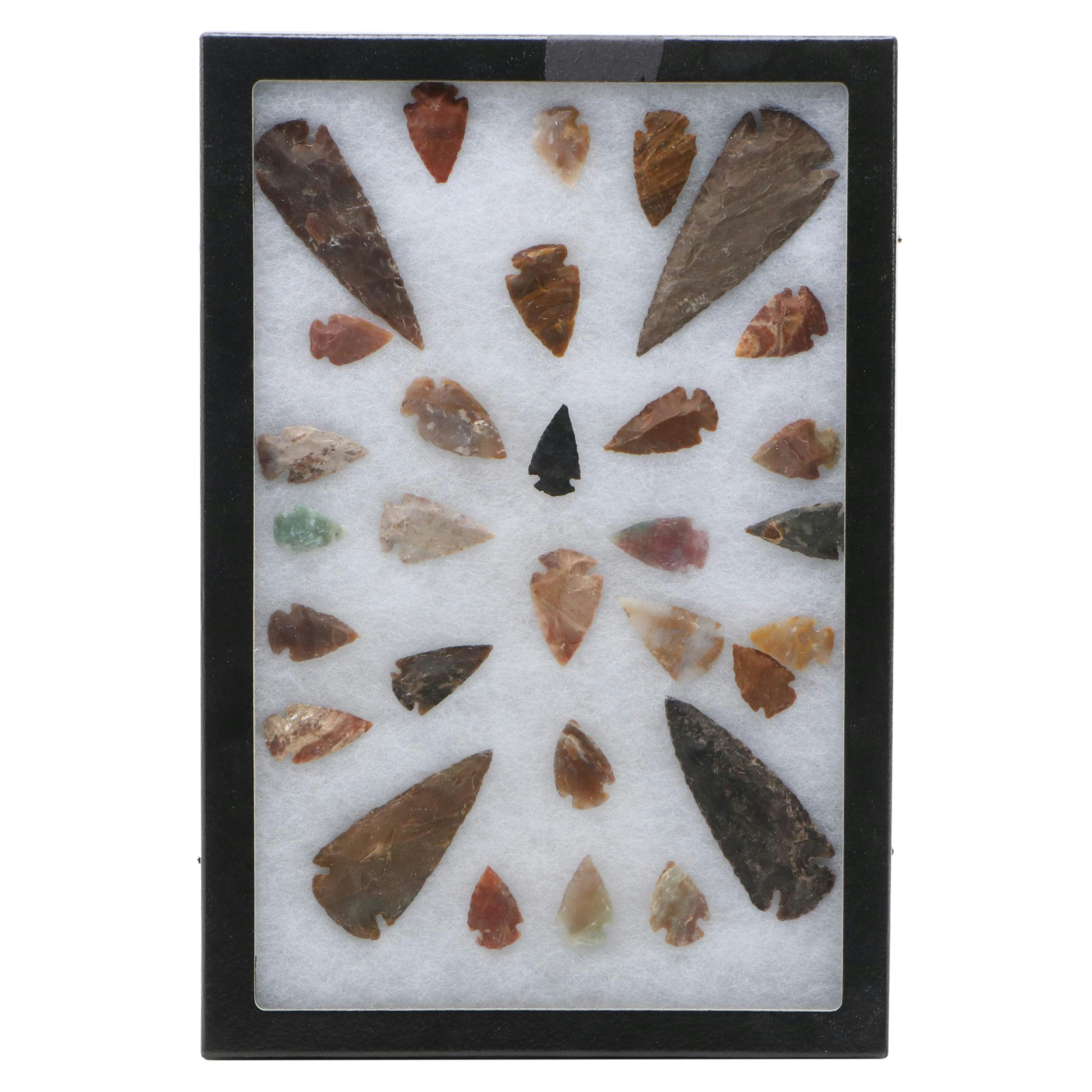 Hopewell Flint, Chert, and Crystalline Arrowheads, Middle Woodland Period
