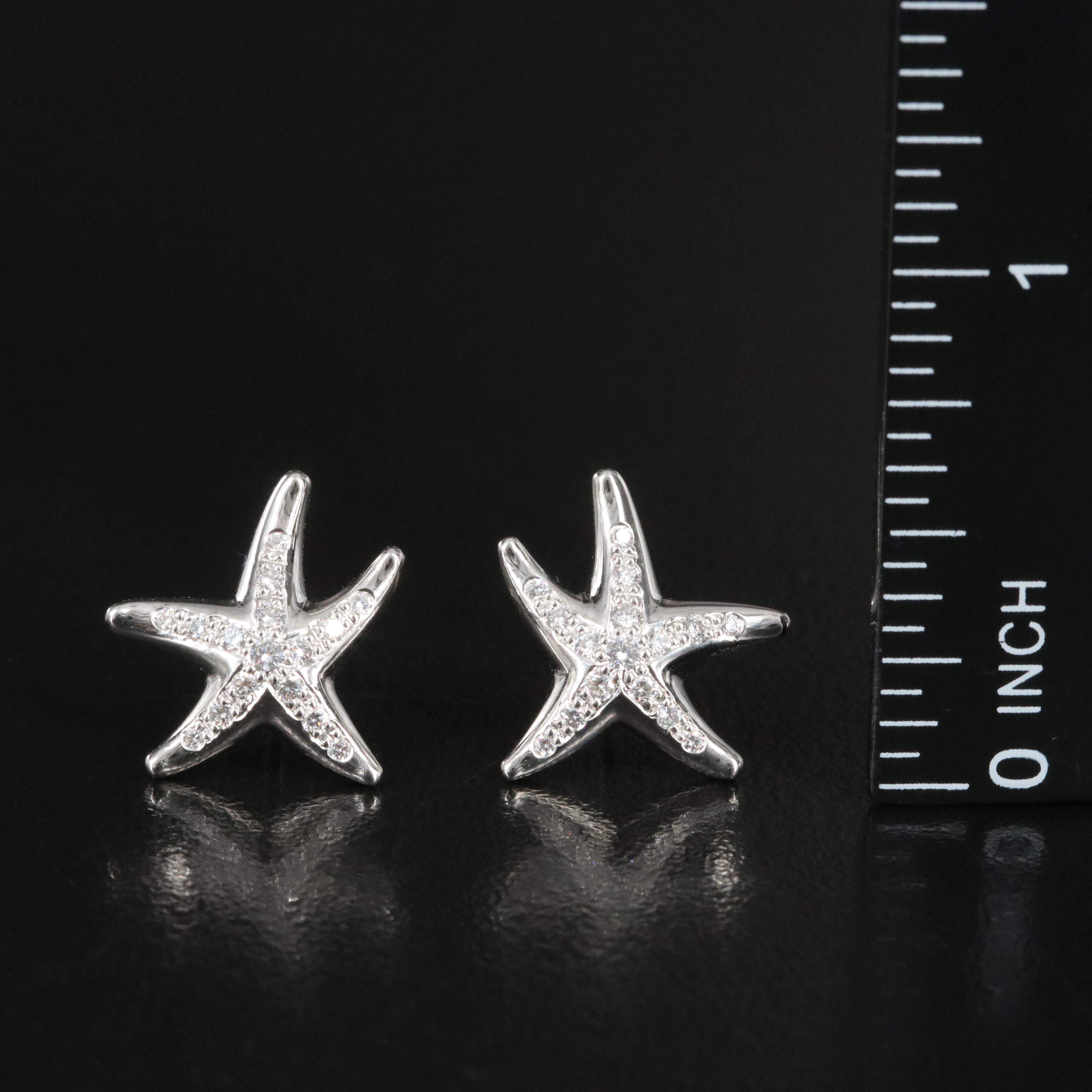 Elsa Peretti for Tiffany & Co. Platinum and 0.32 CTW Diamond Starfish Earrings
