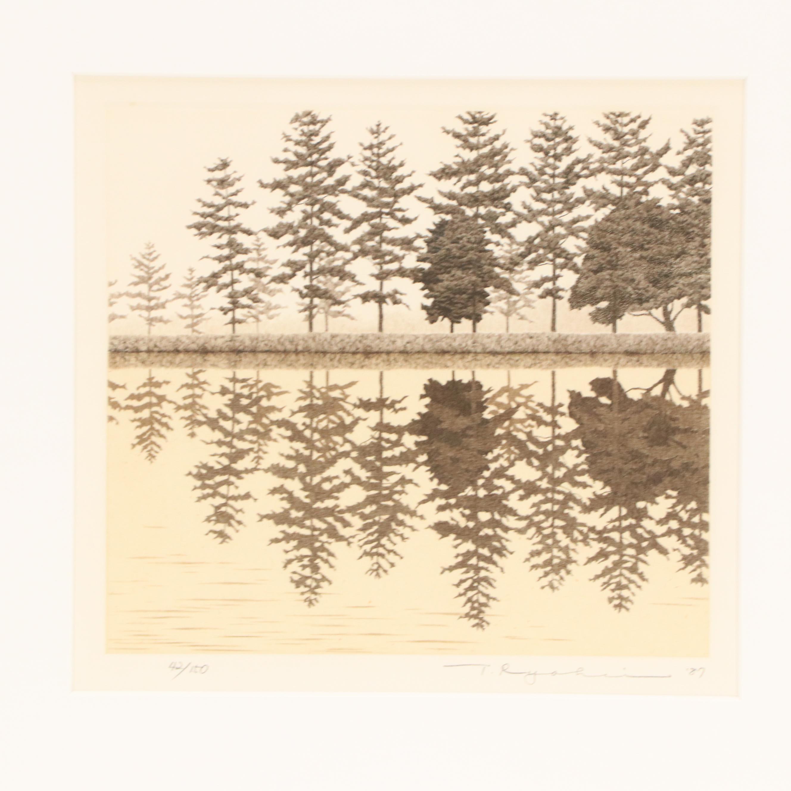 Tanaka Ryōhei Etching "Reflection," 1987