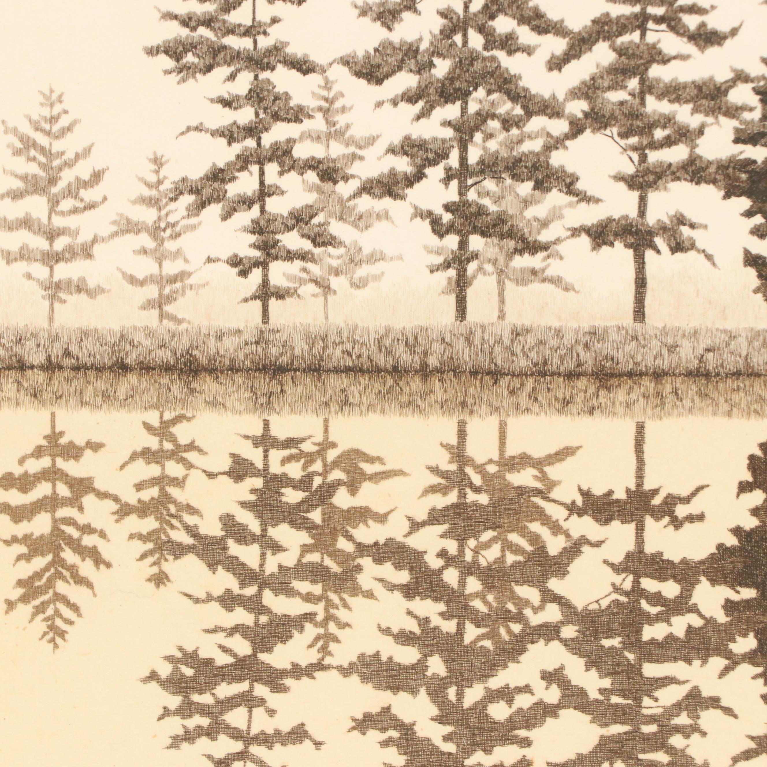 Tanaka Ryōhei Etching "Reflection," 1987