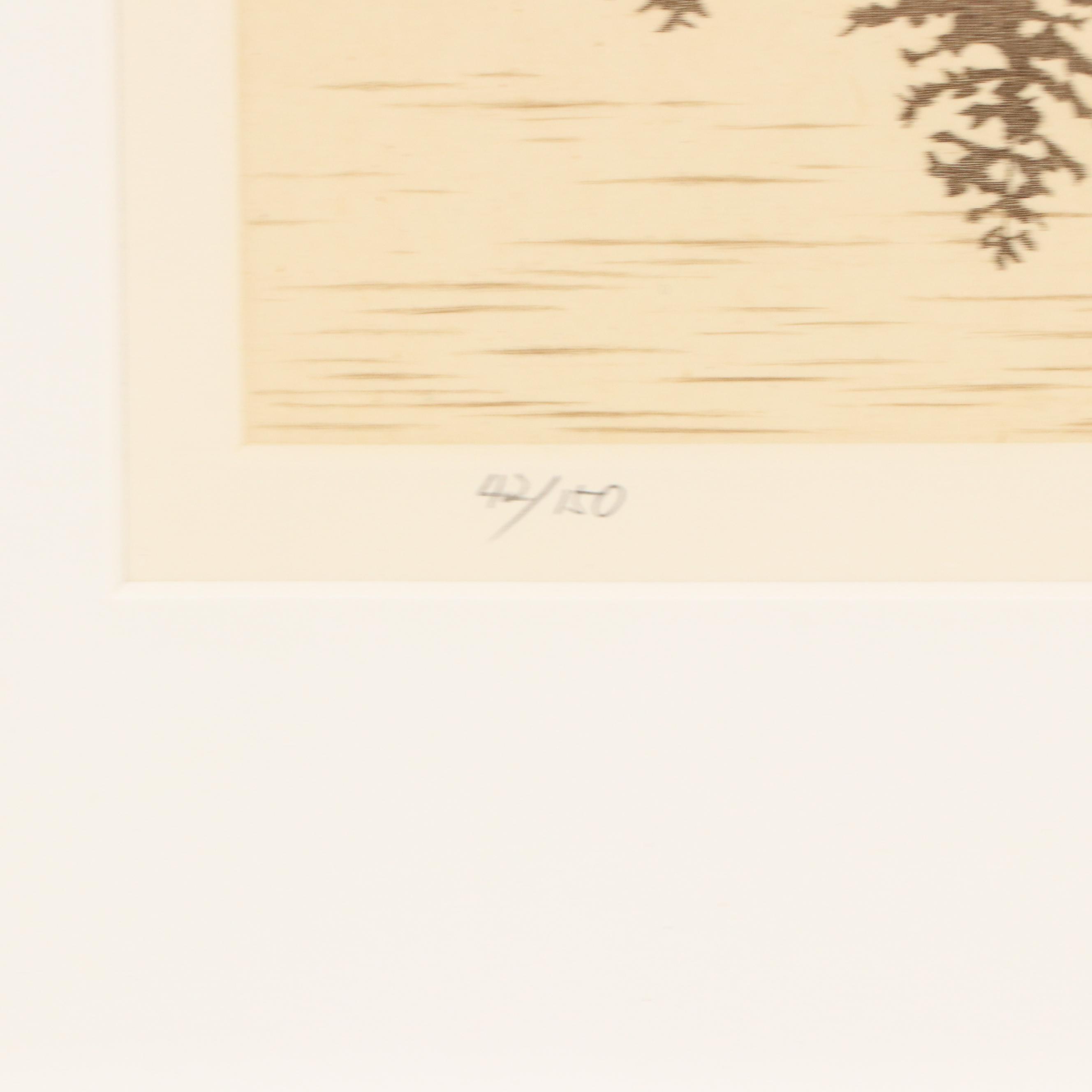 Tanaka Ryōhei Etching "Reflection," 1987