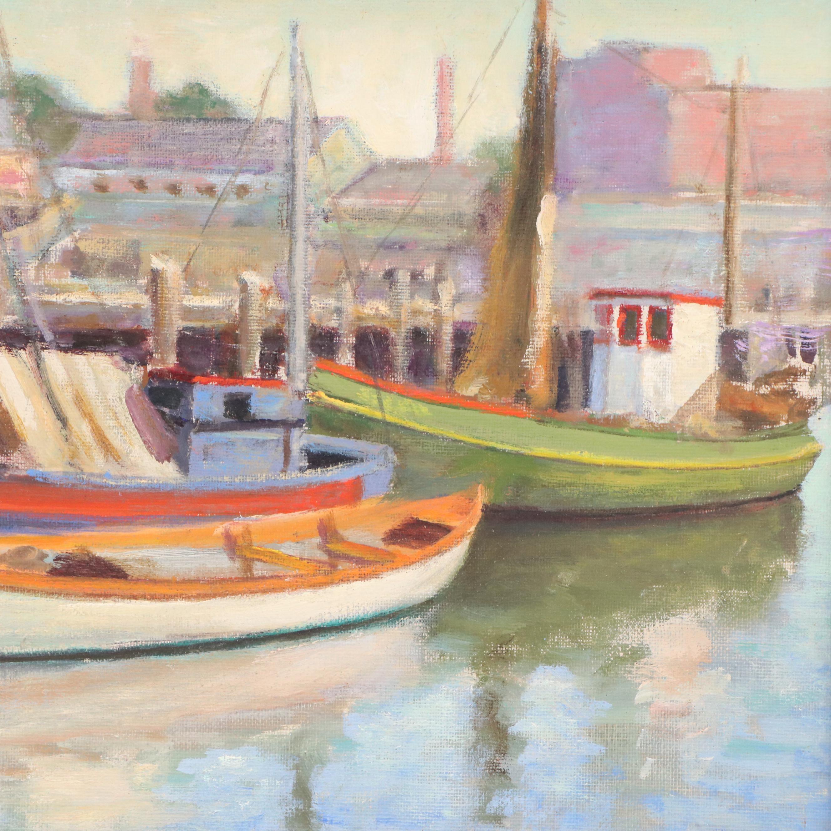 Antonio Scilipoti Harbor Scene Oil Painting