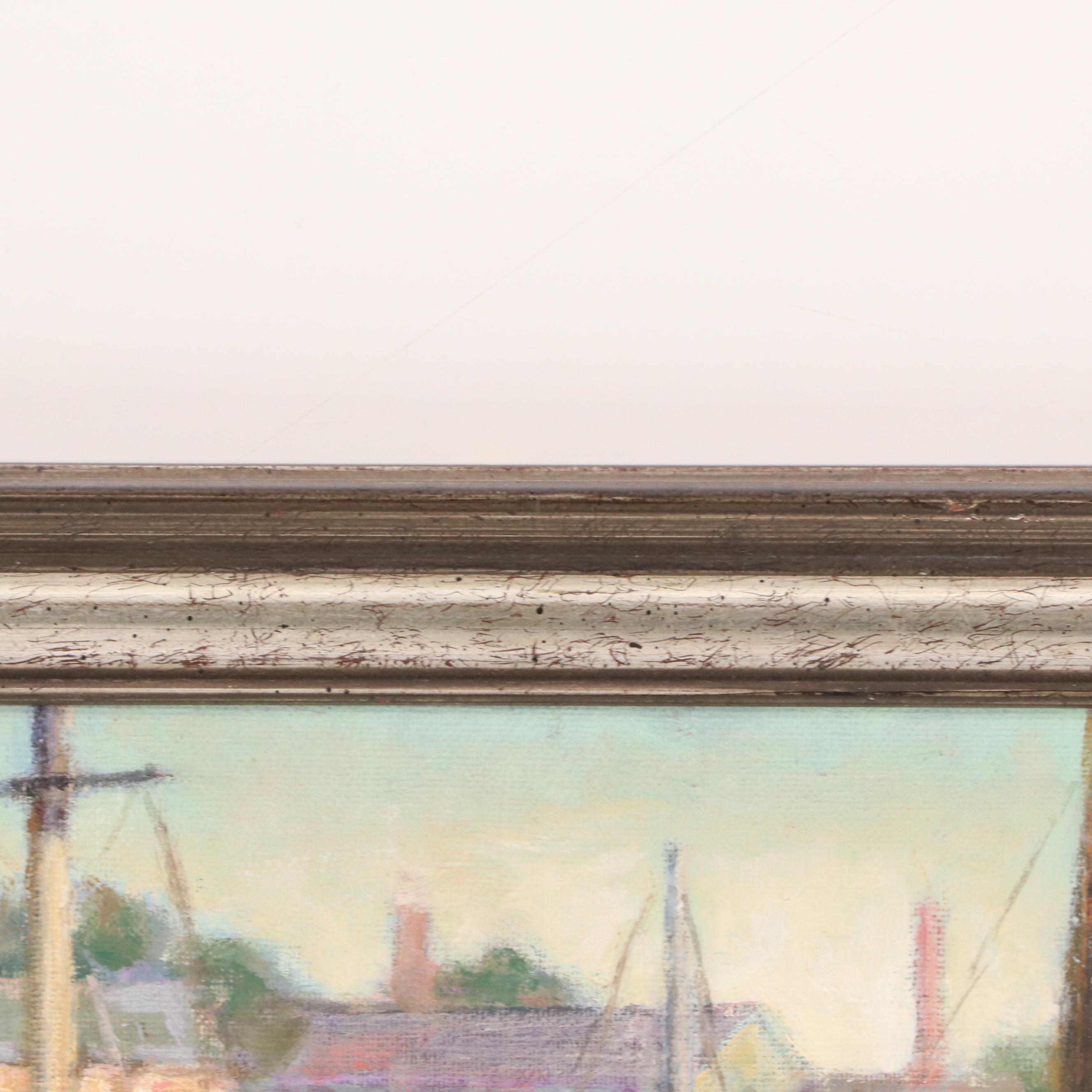 Antonio Scilipoti Harbor Scene Oil Painting