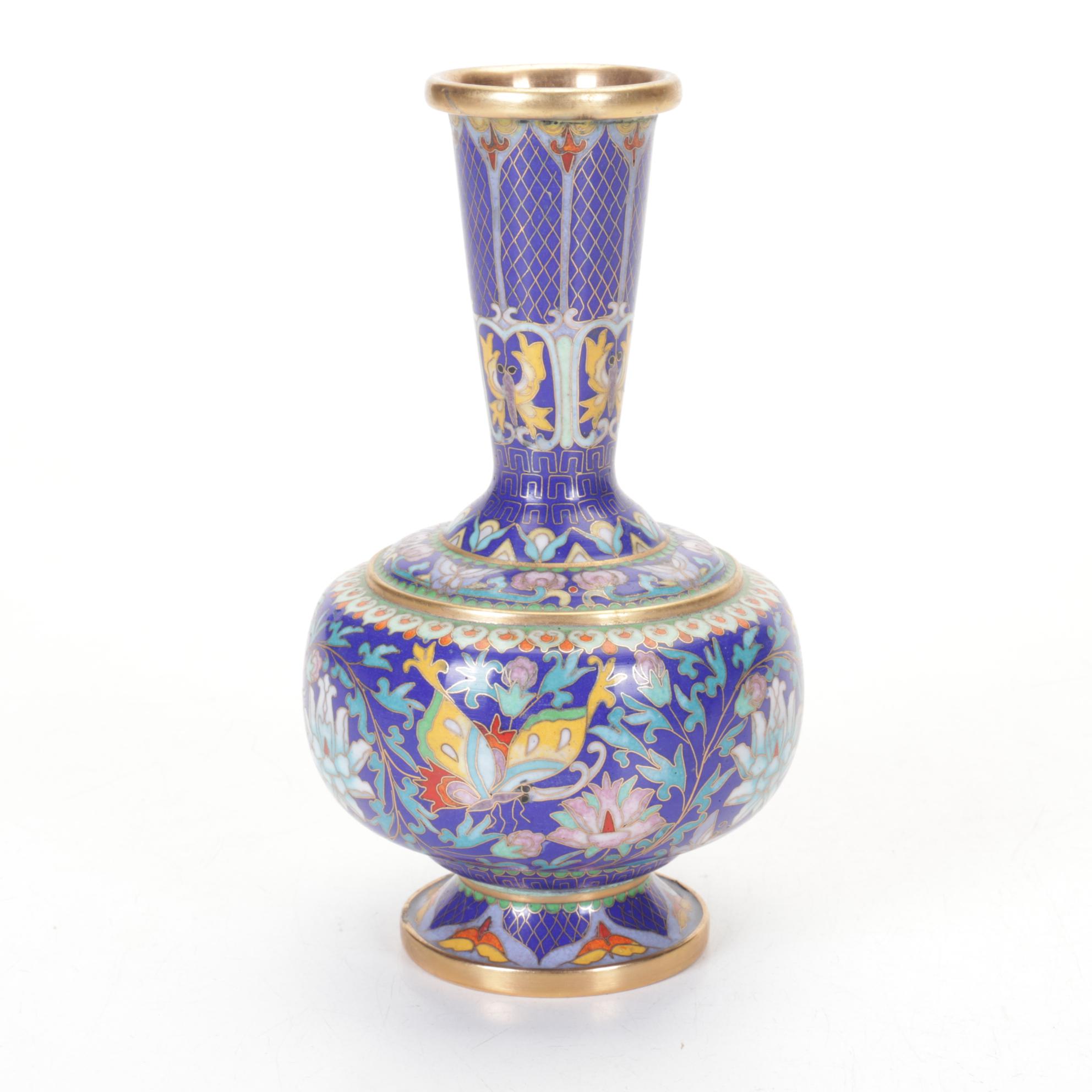 Chinese Cloisonné Enamel on Brass Bud Vase, 20th C.