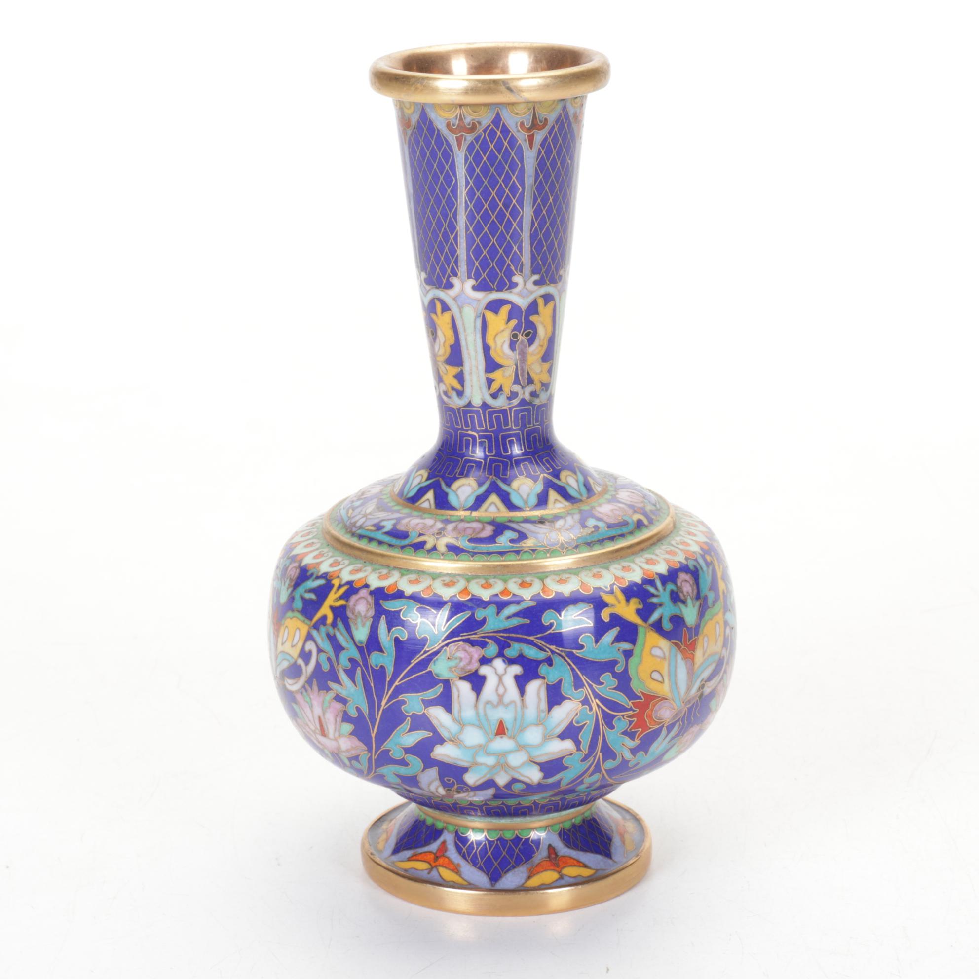 Chinese Cloisonné Enamel on Brass Bud Vase, 20th C.