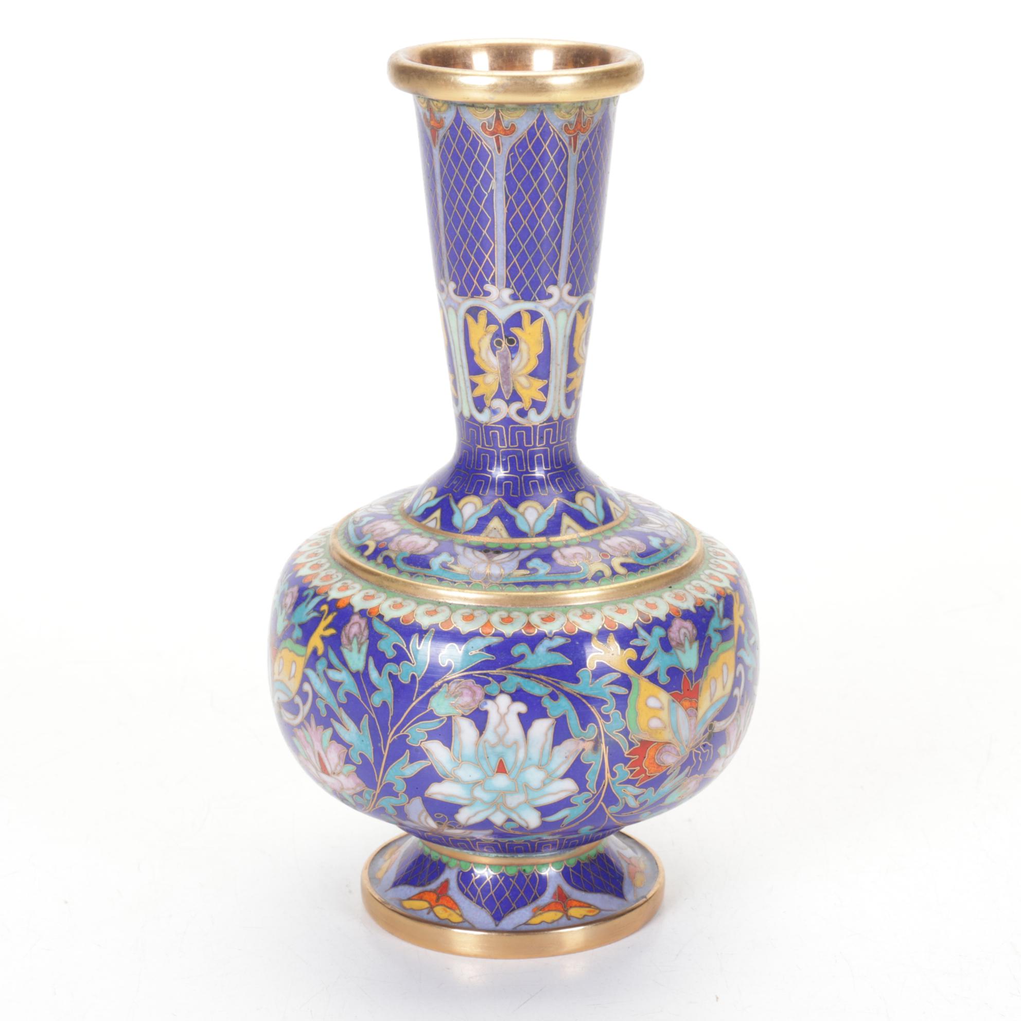 Chinese Cloisonné Enamel on Brass Bud Vase, 20th C.