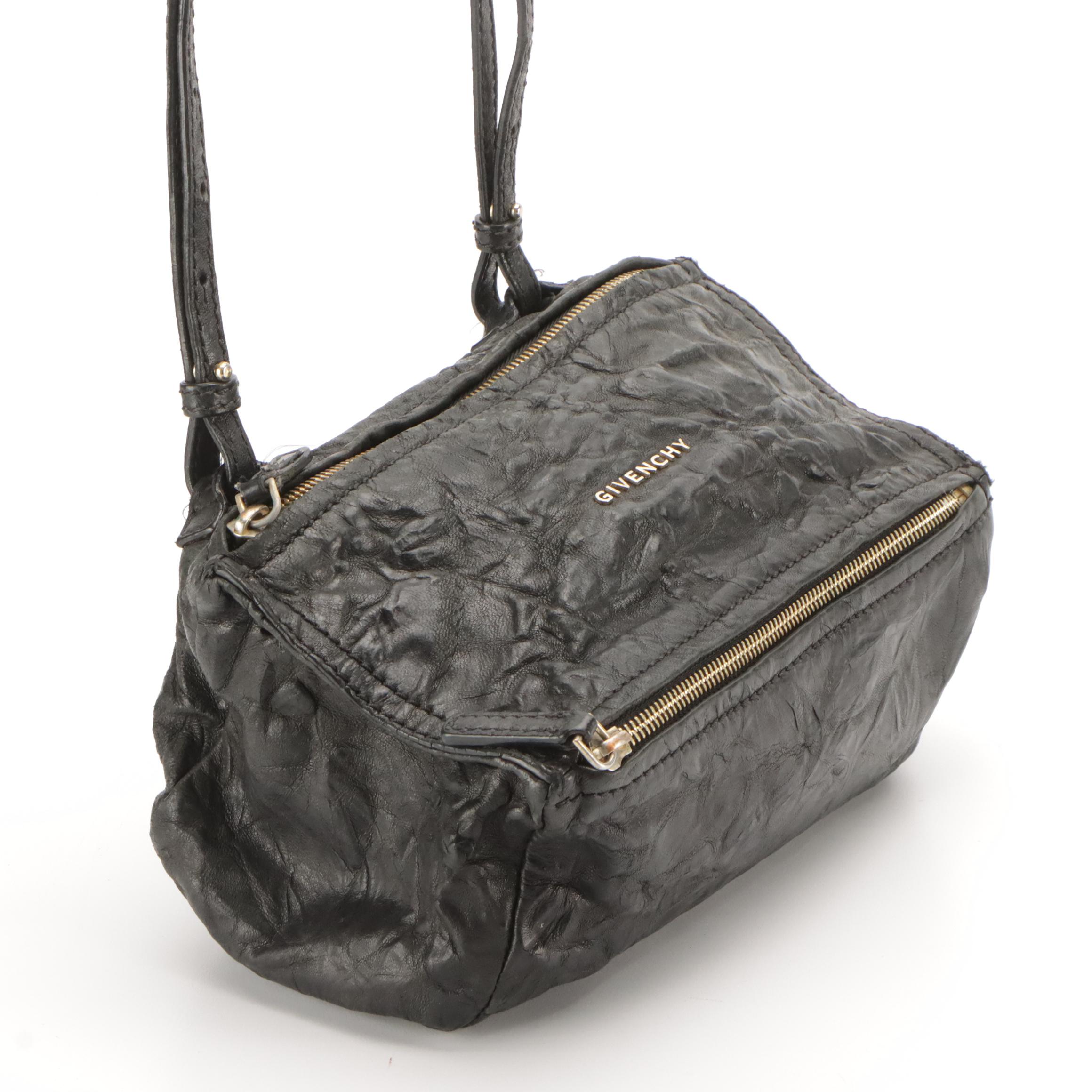 Givenchy Mini Pandora Crossbody Bag in Black Wrinkled Sheepskin Leather