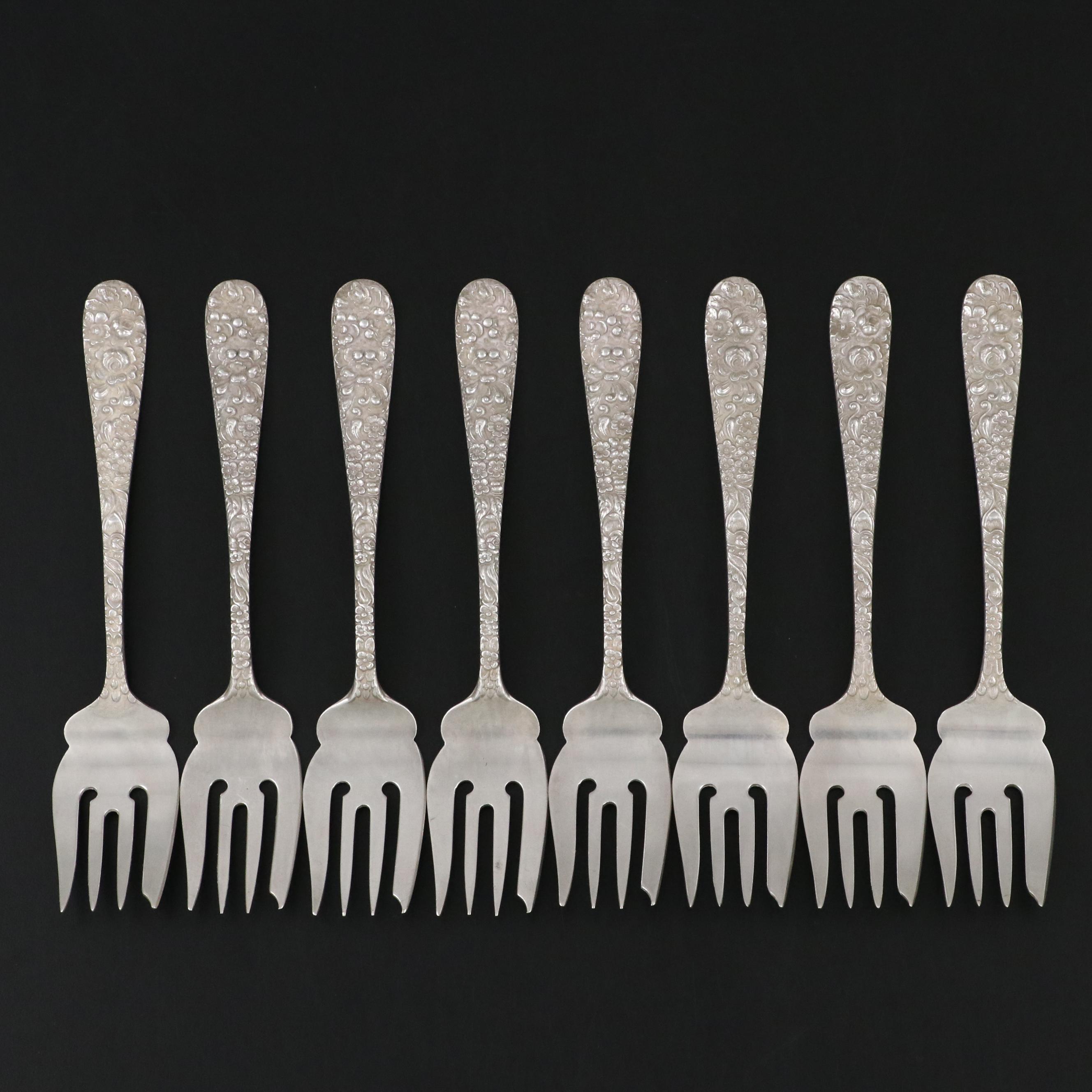 Stieff "Rose" Sterling Silver Salad Forks