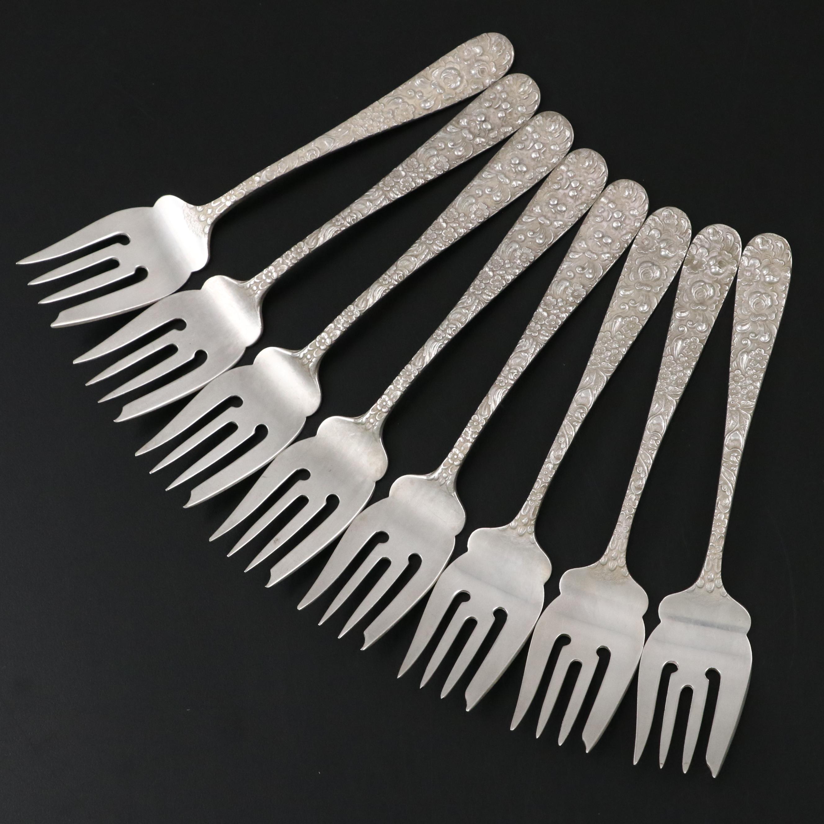 Stieff "Rose" Sterling Silver Salad Forks