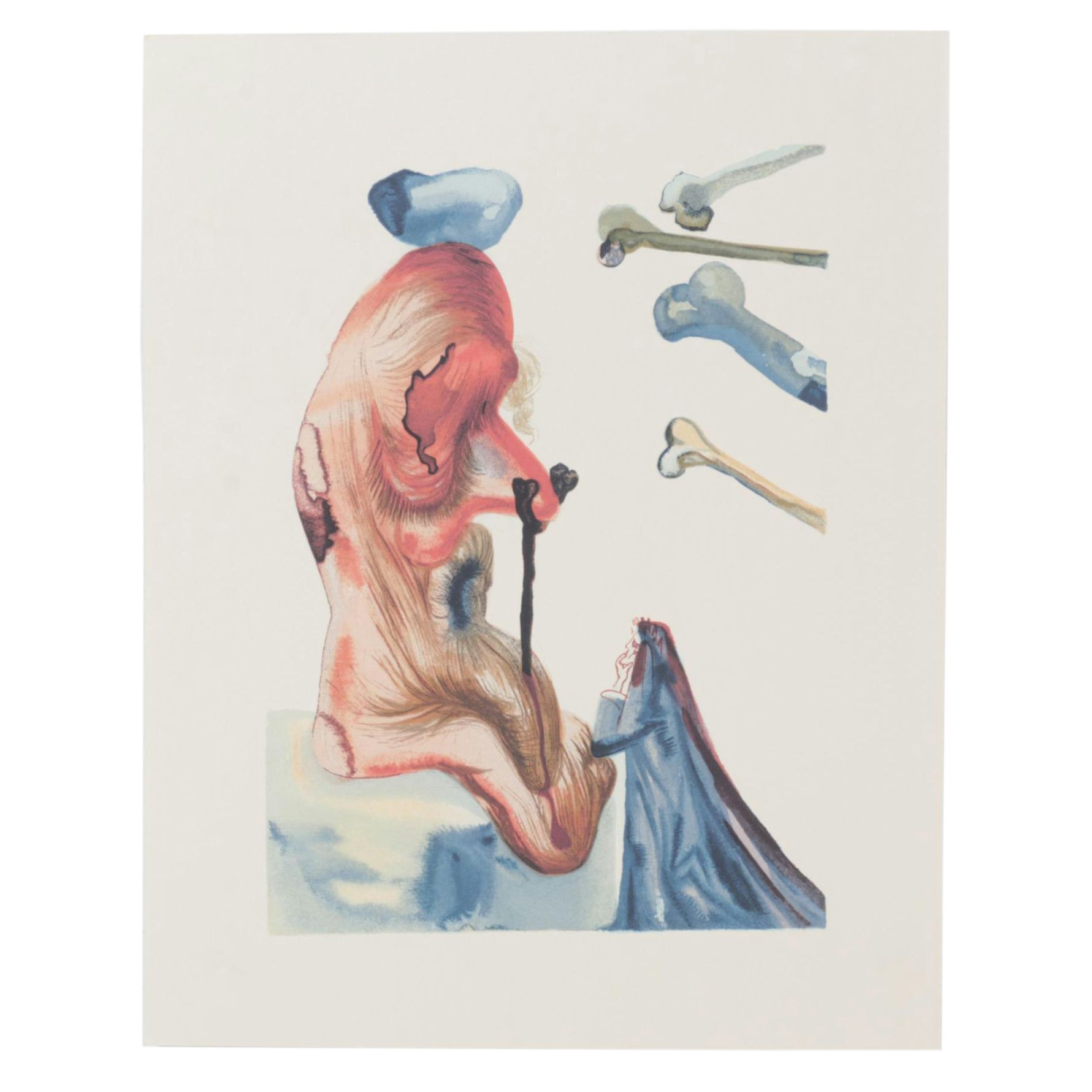 Giclée after Salvador Dalí "Divine Comedy Inferno" Woodblock Print with Text