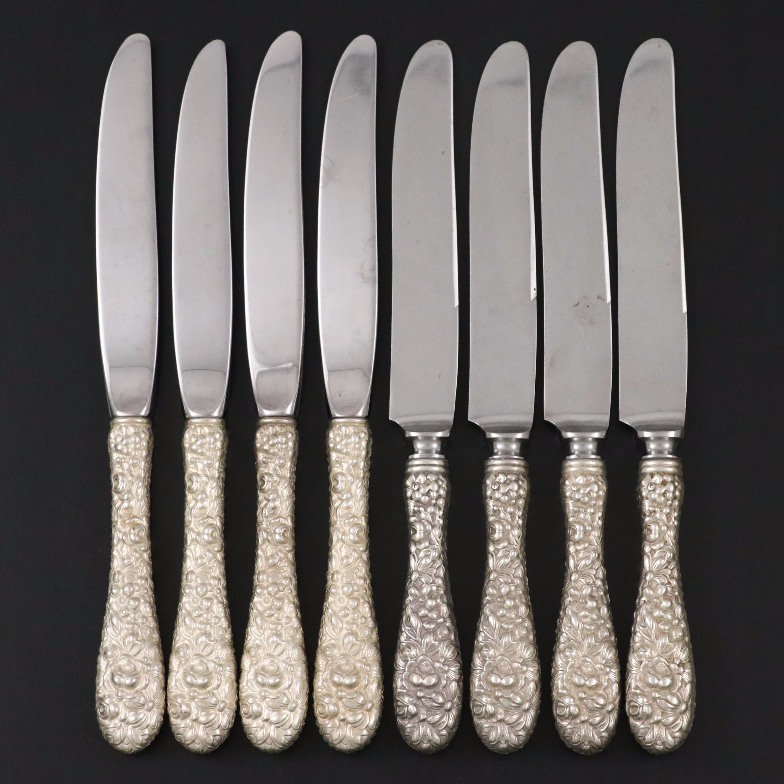 Stieff "Rose" Sterling Silver Handled Knives